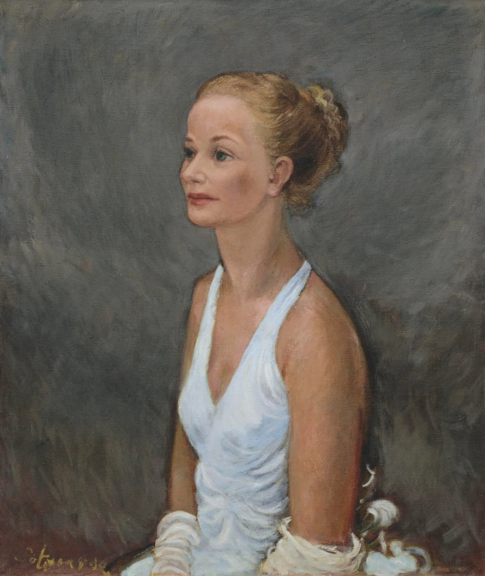 Portrait of a Woman in White Dress by Antonio Sotomayor - 2
