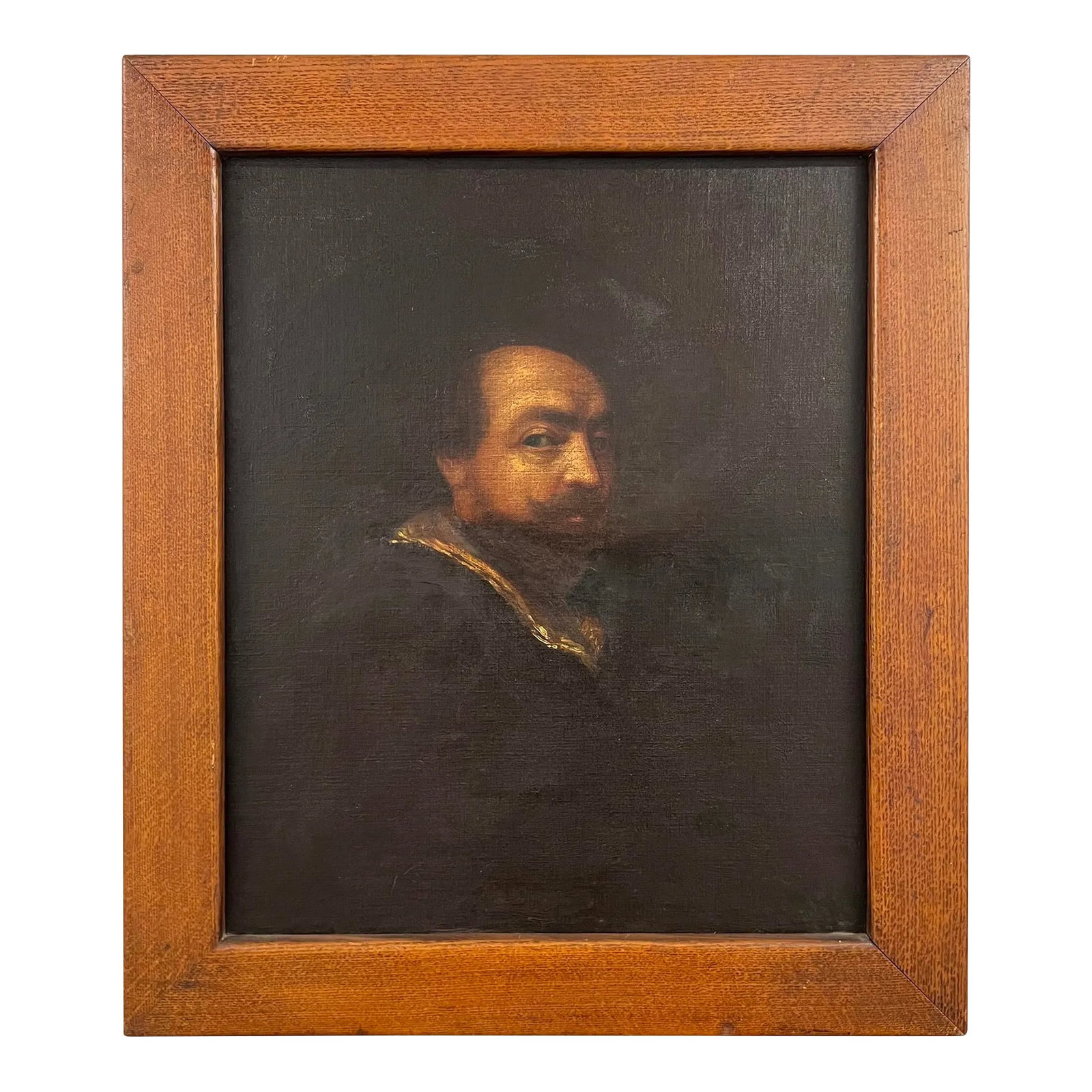 19th Century Study of a Self Portrait by Peter Paul Rubens: In this compelling 19th-century art student study, we encounter a mesmerizing self-portrait by the eminent Baroque master, Peter Paul Rubens. The painting captures Rubens adorned in a wide-brimmed