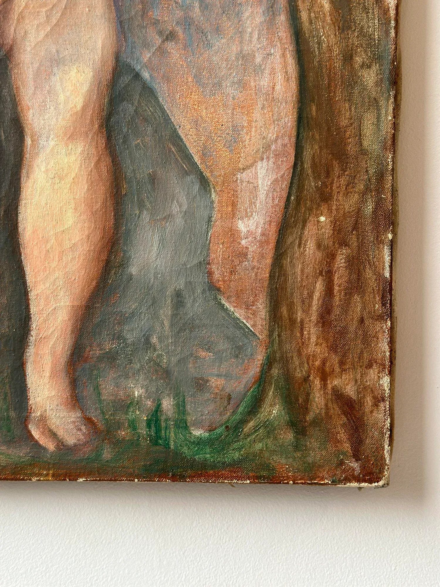 Vintage Seated Nude Painting on Canvas, Circa 1940s - 10