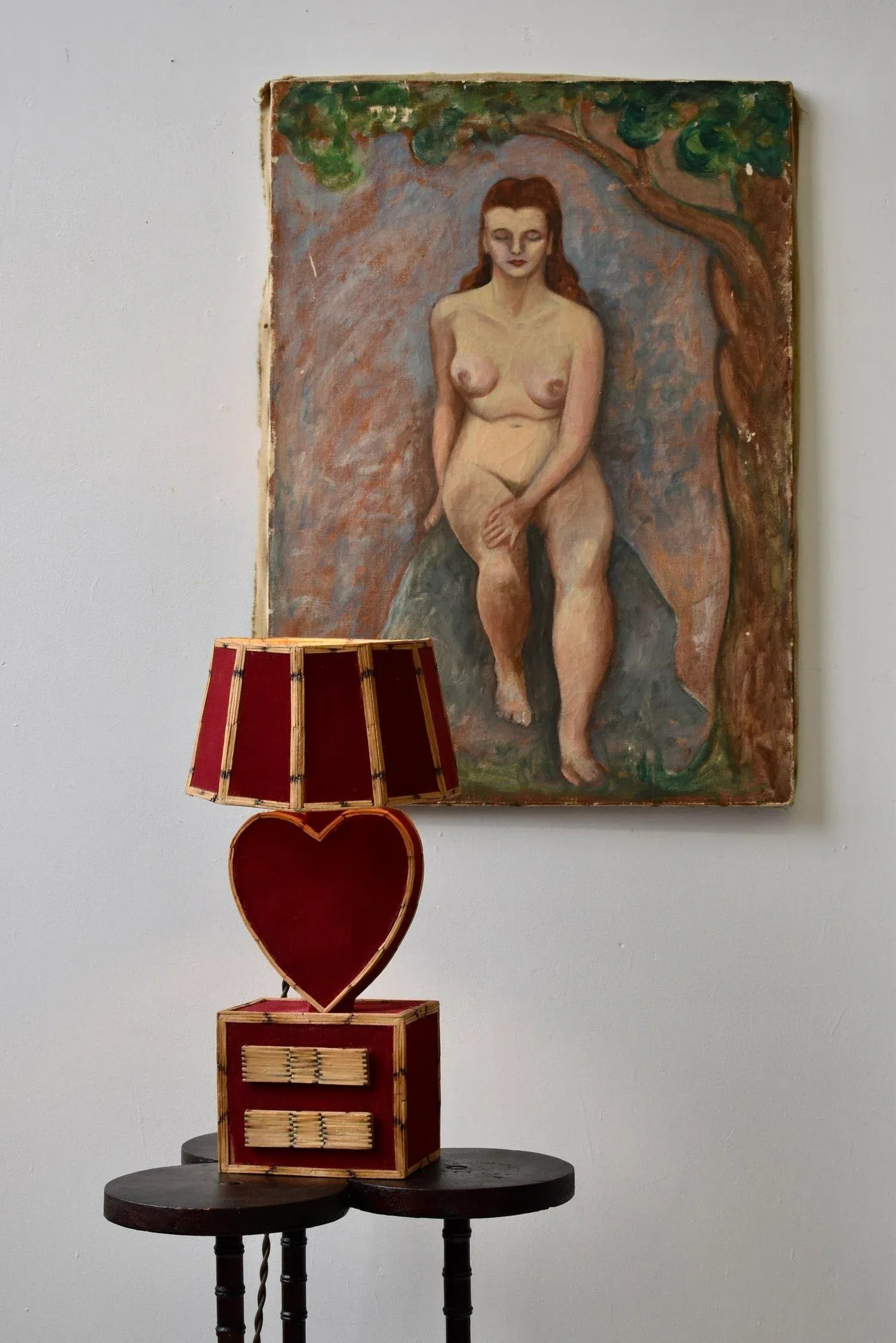 Vintage Seated Nude Painting on Canvas, Circa 1940s - 2
