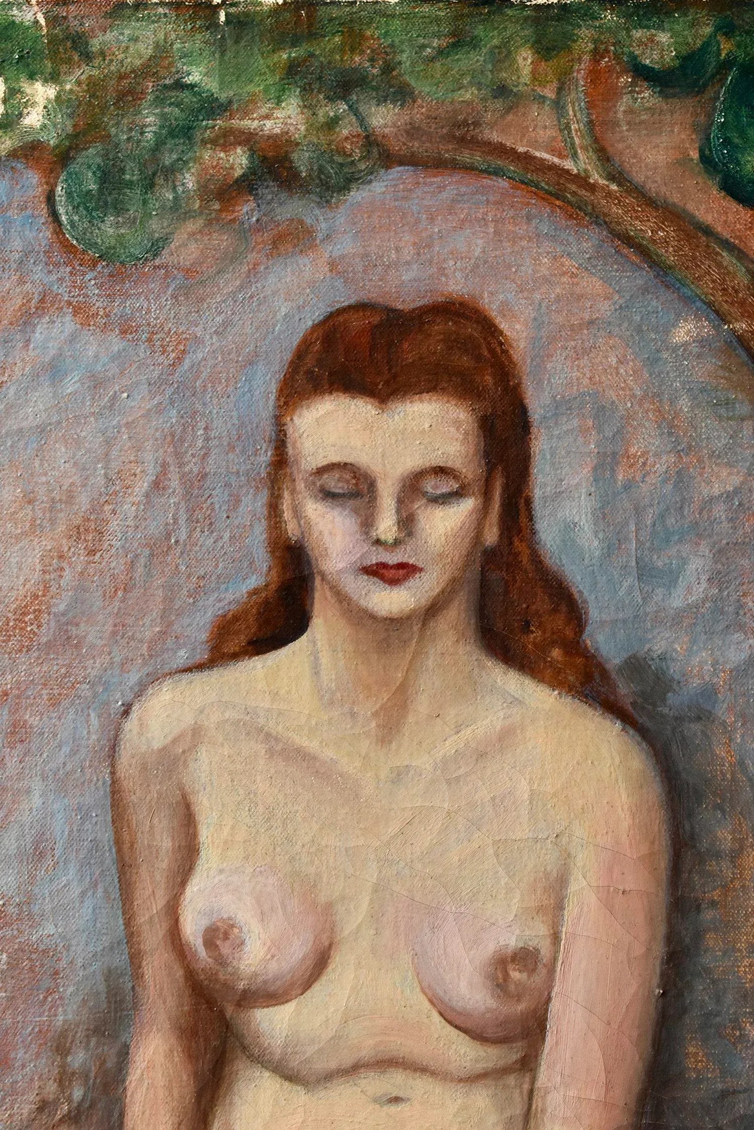 Vintage Seated Nude Painting on Canvas, Circa 1940s - 4
