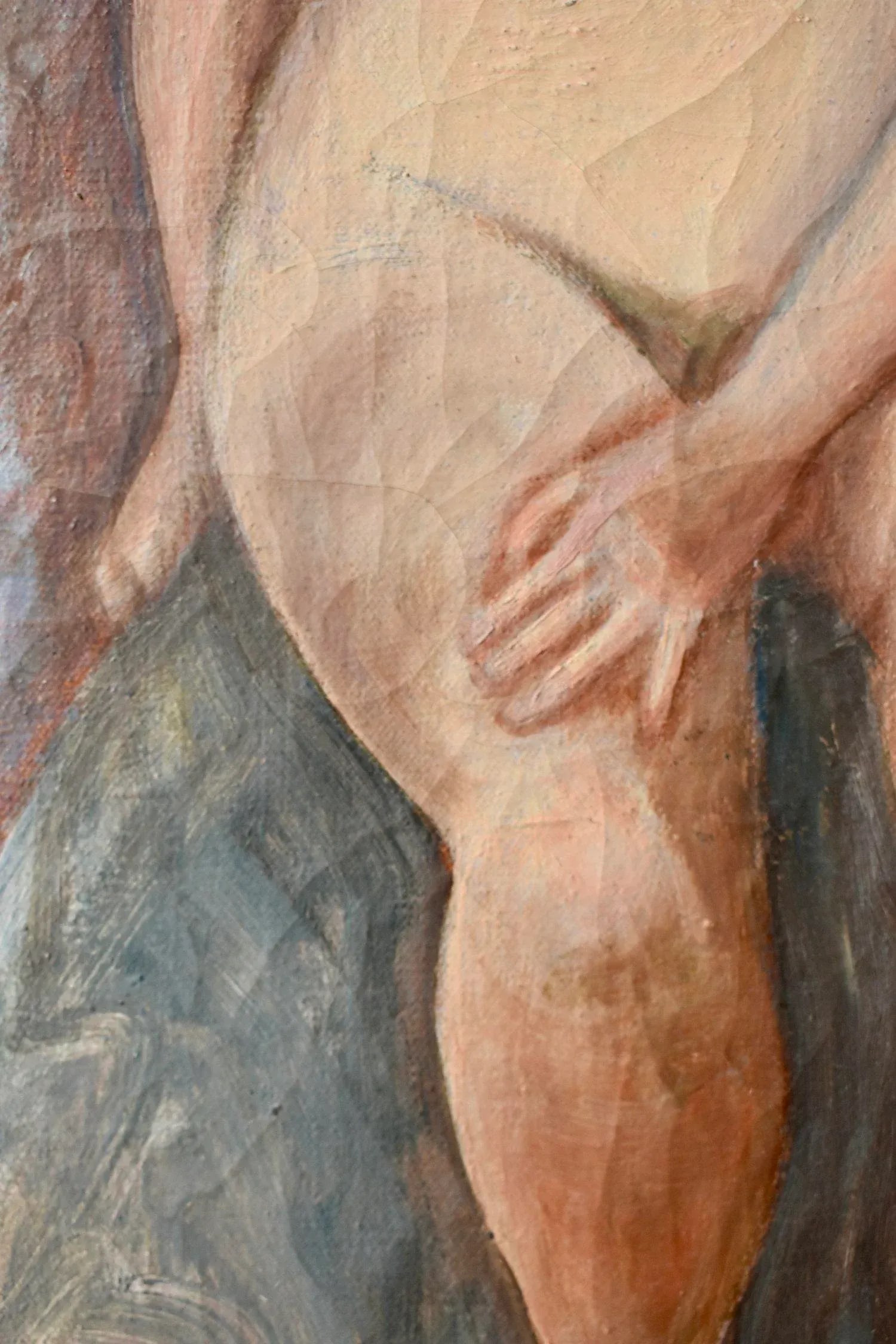 Vintage Seated Nude Painting on Canvas, Circa 1940s - 6
