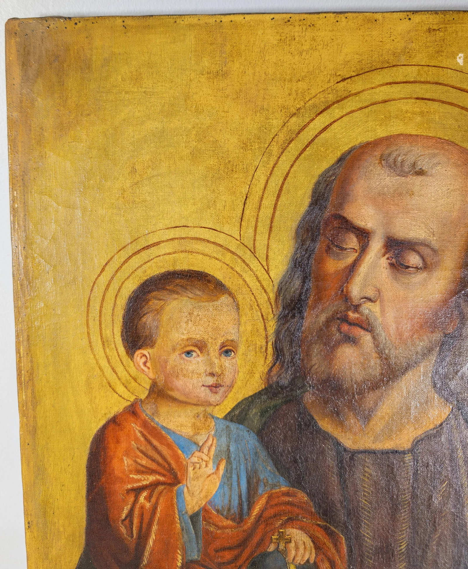 18th or 19th Century Religious Icon Oil Painting of St. Joseph - 2