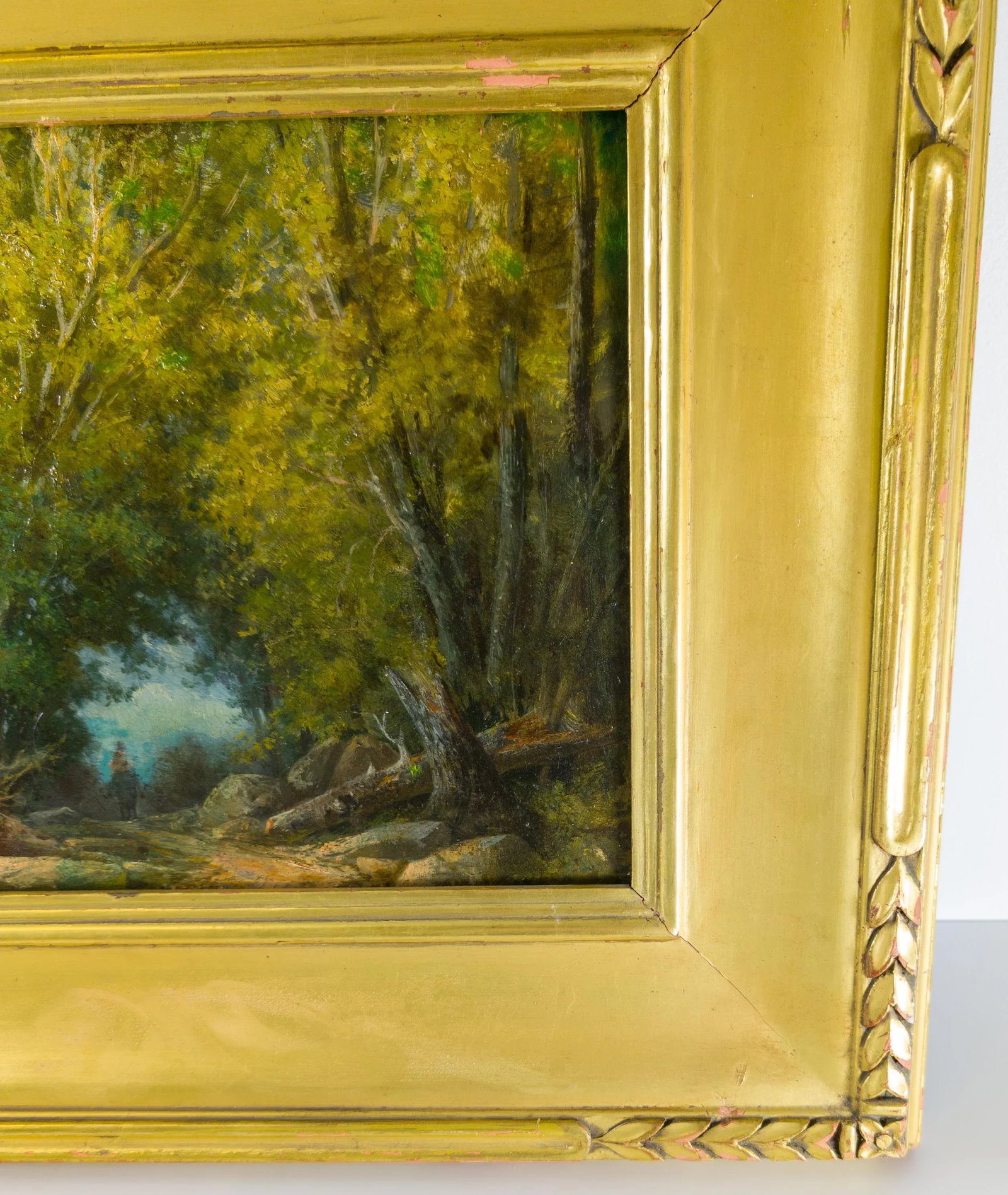 19th Century Hudson River School Style Landscape Painting of a Loan Rider in the Woods - 10