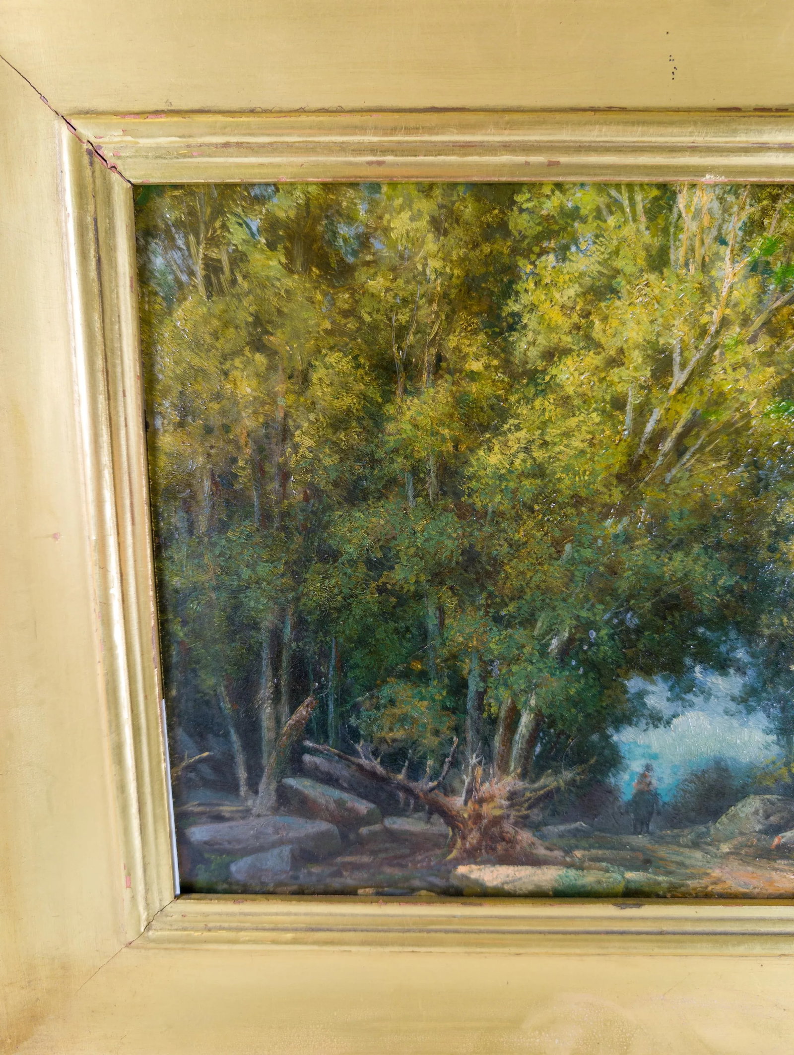 19th Century Hudson River School Style Landscape Painting of a Loan Rider in the Woods - 3