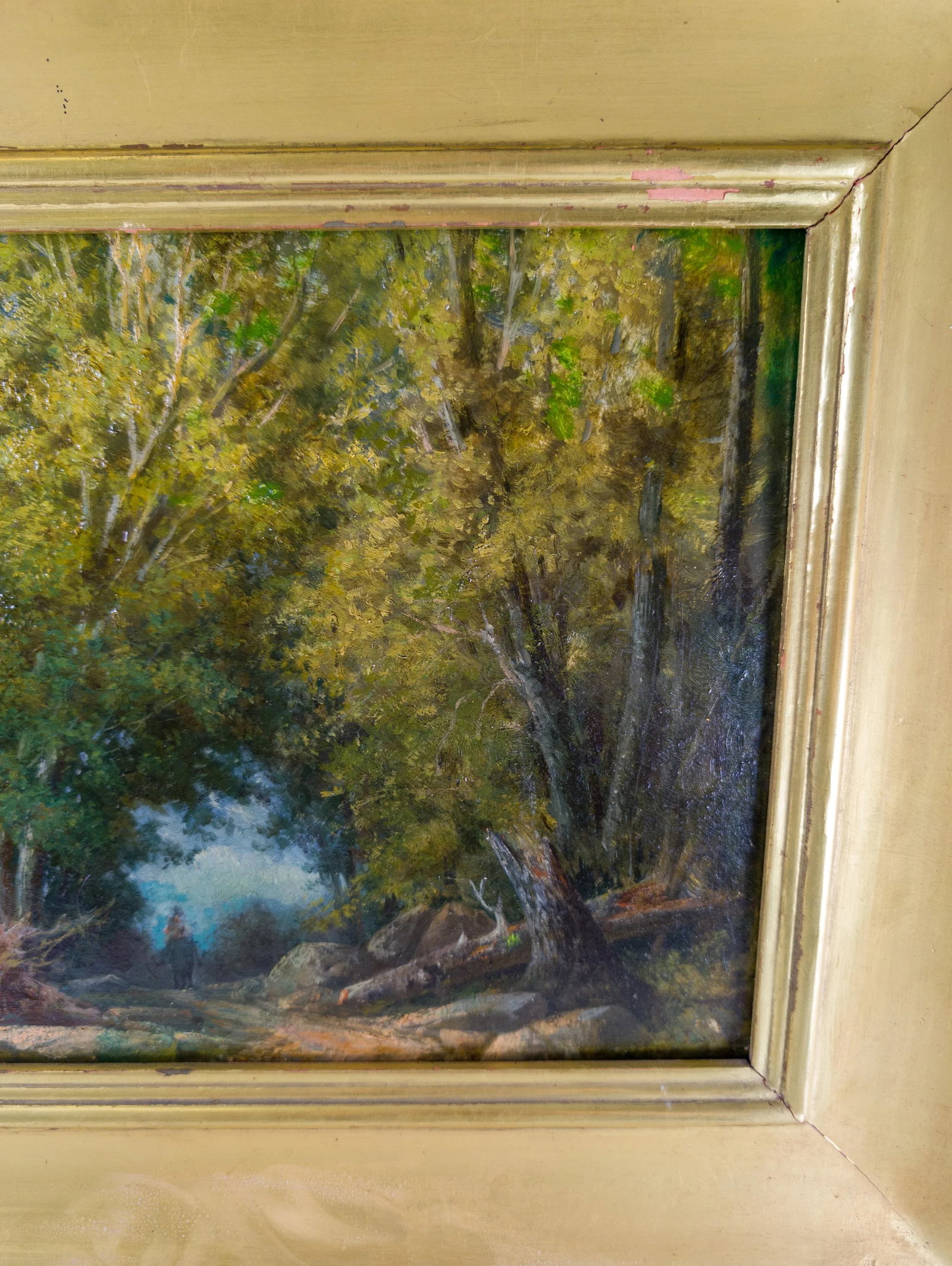 19th Century Hudson River School Style Landscape Painting of a Loan Rider in the Woods - 4