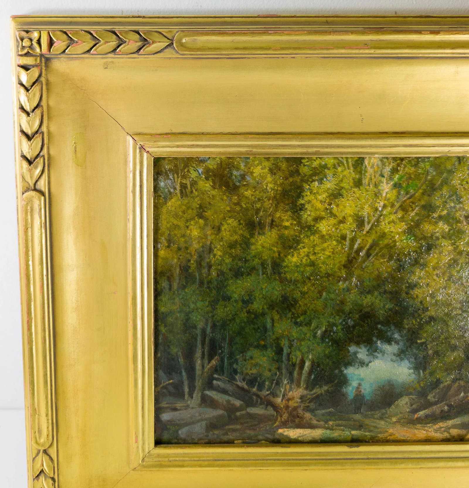 19th Century Hudson River School Style Landscape Painting of a Loan Rider in the Woods - 8