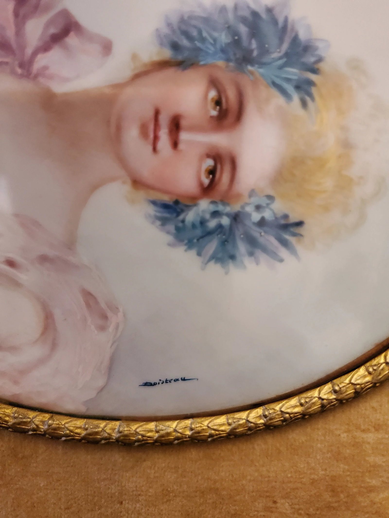 Antique Large Miniature Painting Empire Bronze of a Beauty - 4