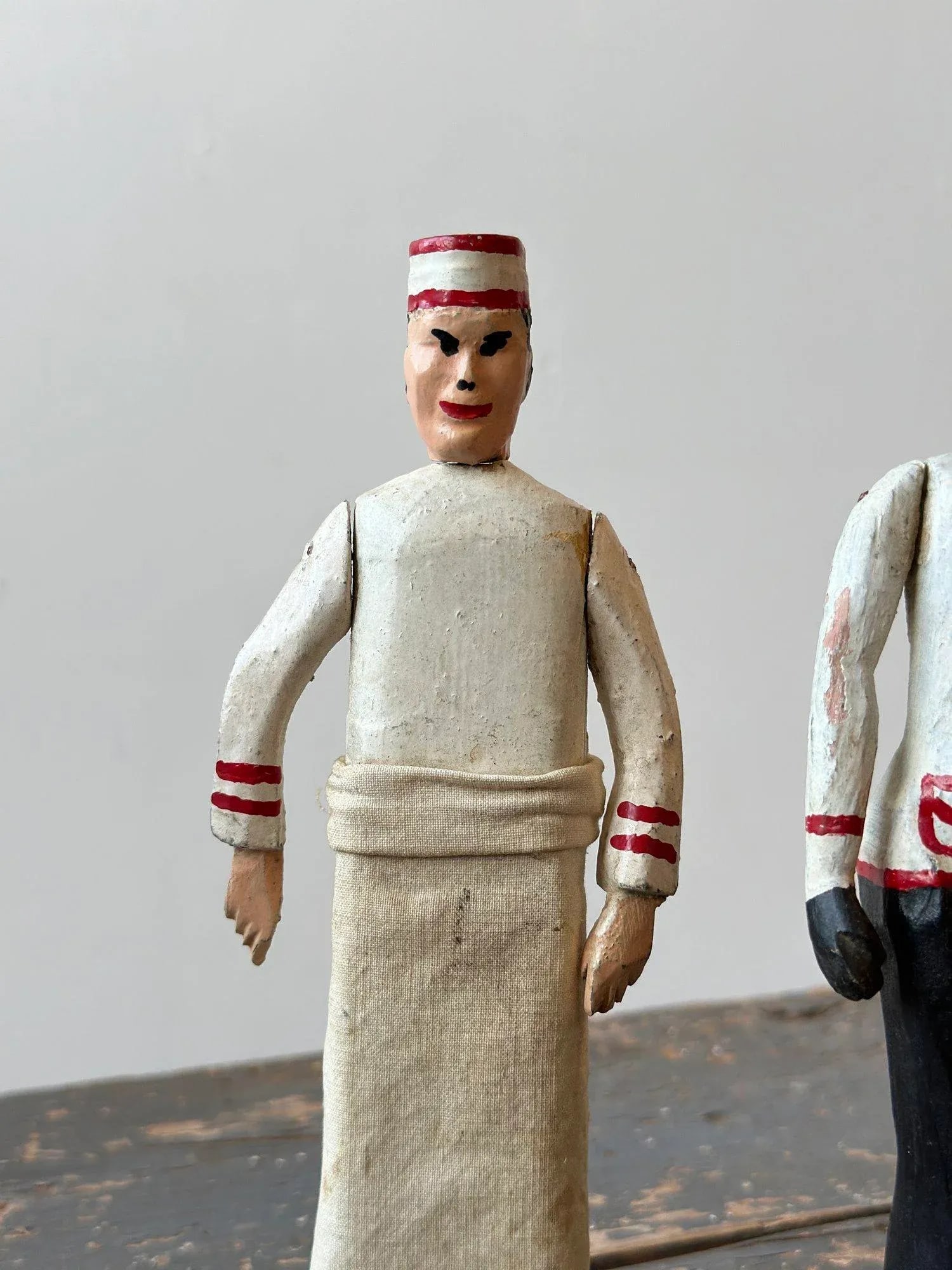 Antique Folk Art Carved Black + White Occupational Figures, a Pair, Circa 1940s - 10