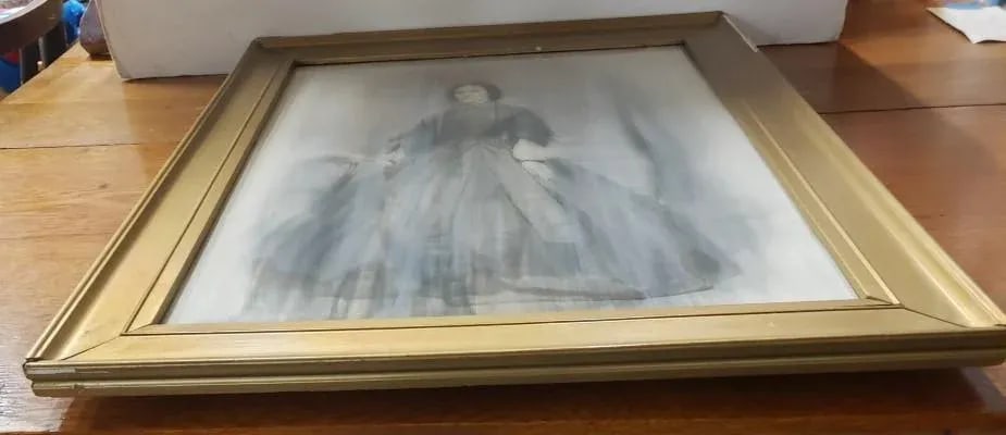 Late 19th Century Scottish Victorian Widow in Mourning Attire Framed Portrait Drawing - 5