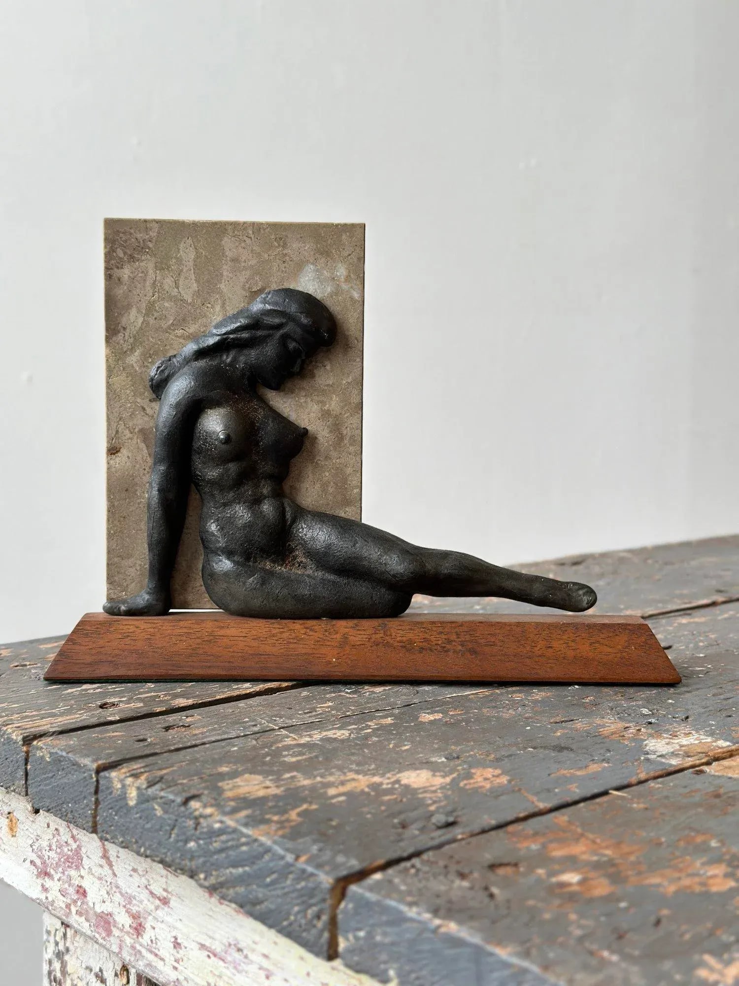 Vintage Reclining Cast Metal Nude Sculpture, Circa 1970 - 3