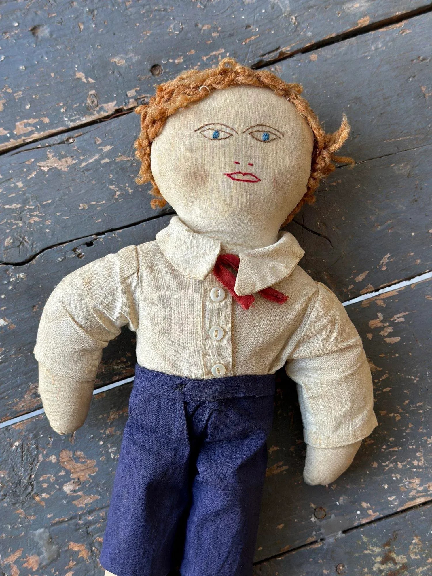 Antique Clothed Cotton Rag Doll With Embroidered Face, Circa Early 20th Century - 3