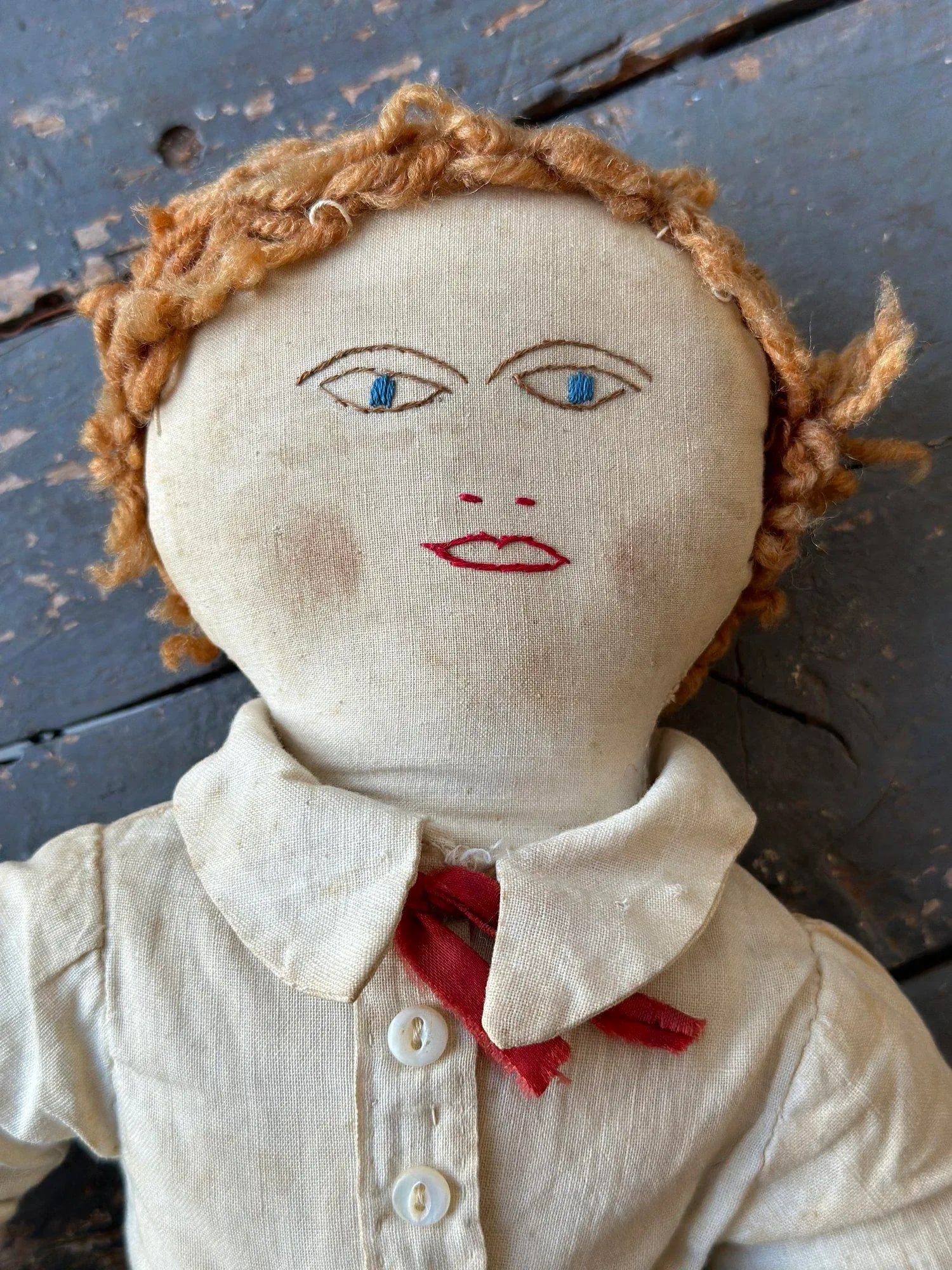 Antique Clothed Cotton Rag Doll With Embroidered Face, Circa Early 20th Century - 4