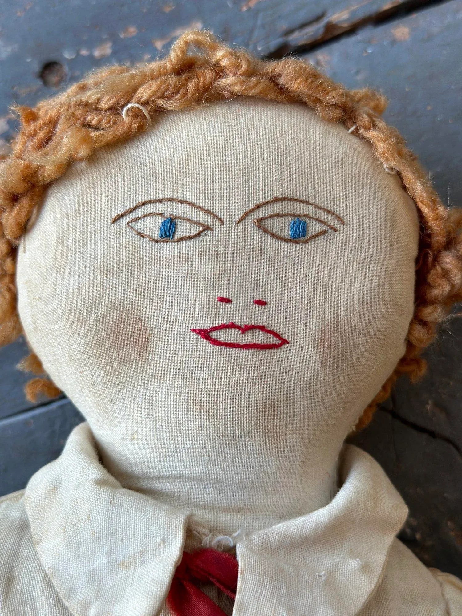 Antique Clothed Cotton Rag Doll With Embroidered Face, Circa Early 20th Century - 5