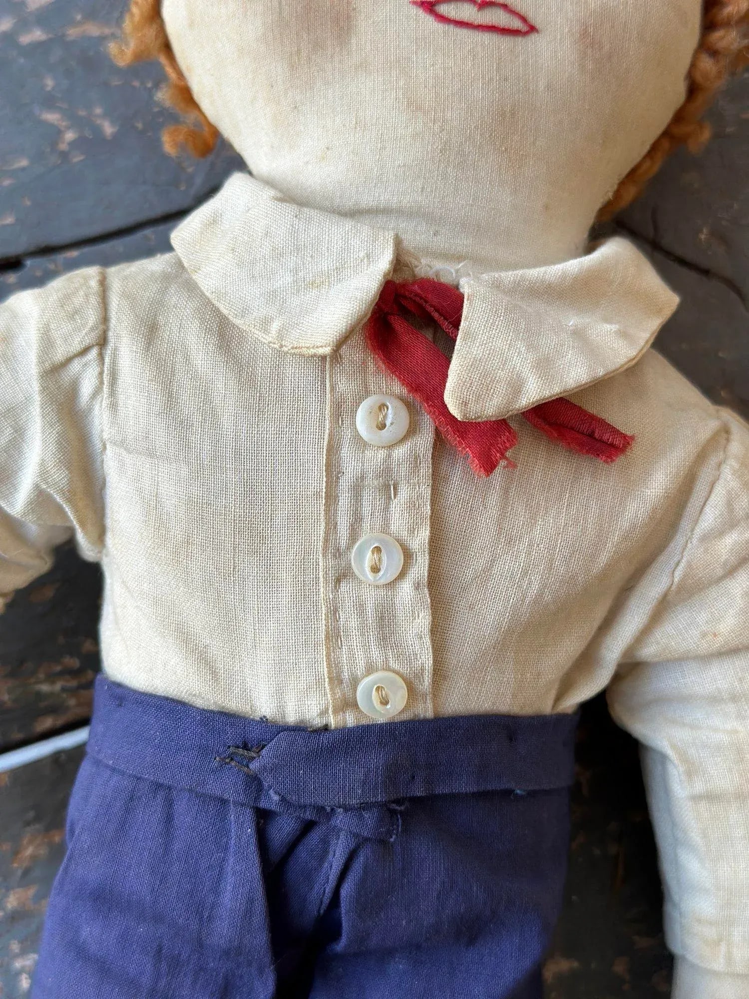 Antique Clothed Cotton Rag Doll With Embroidered Face, Circa Early 20th Century - 6