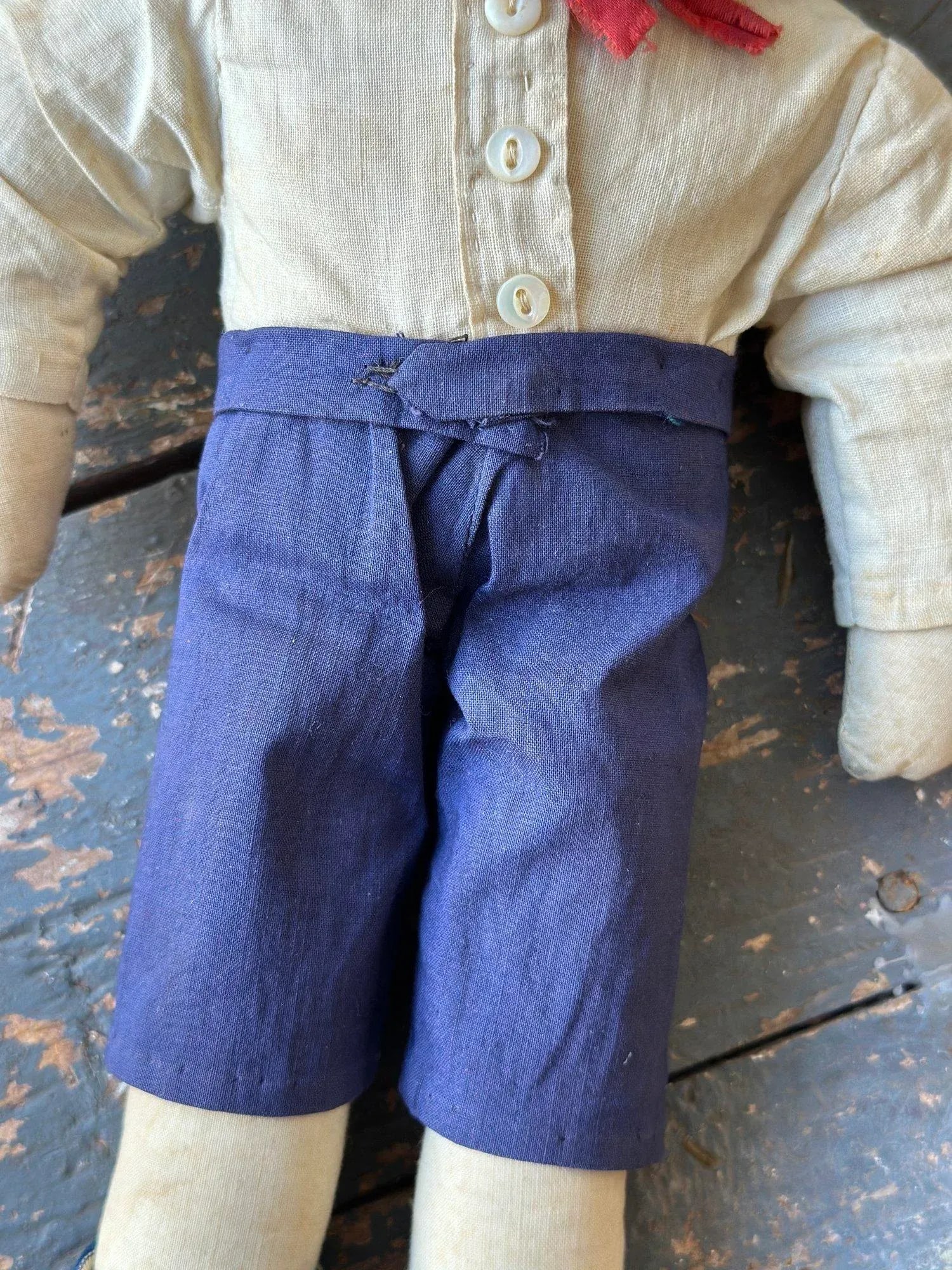Antique Clothed Cotton Rag Doll With Embroidered Face, Circa Early 20th Century - 7