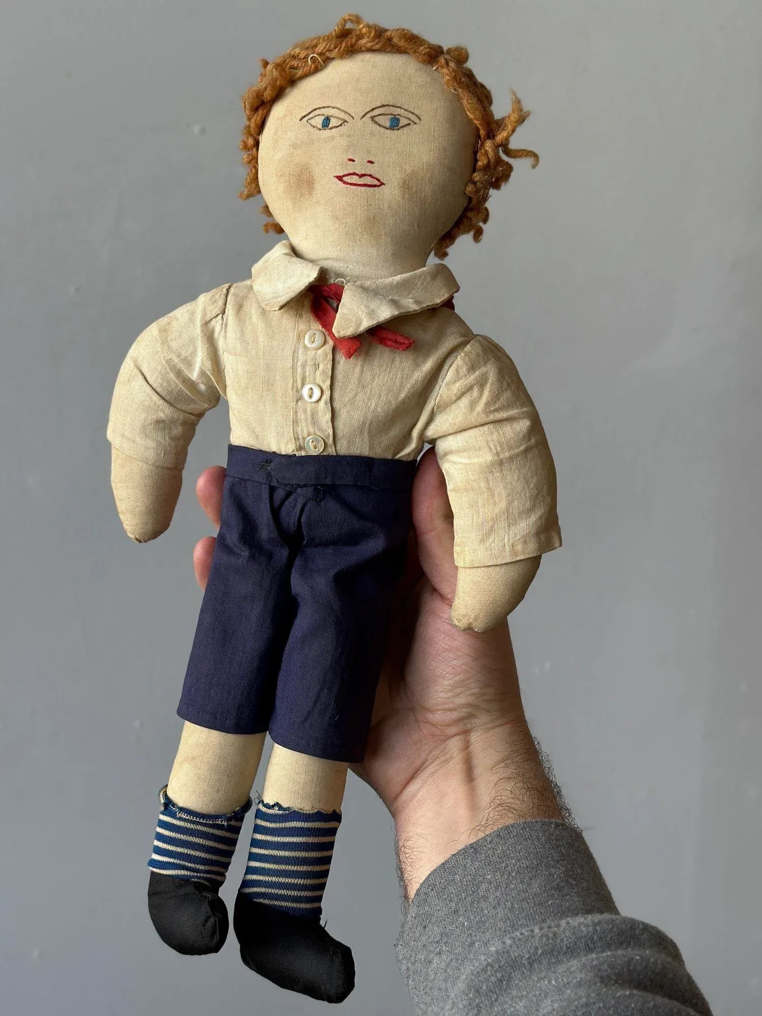 Antique Clothed Cotton Rag Doll With Embroidered Face, Circa Early 20th Century - 9