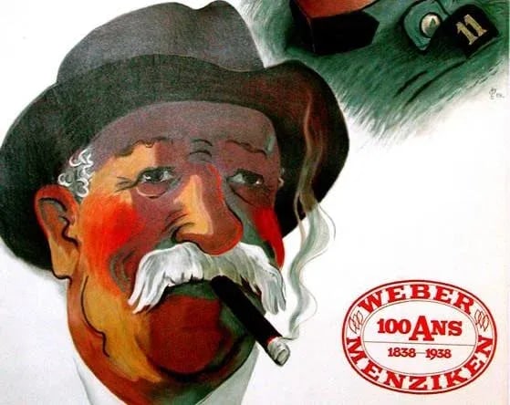 Weber Menziken Vintage Swiss Cigar Poster 1938 - 2