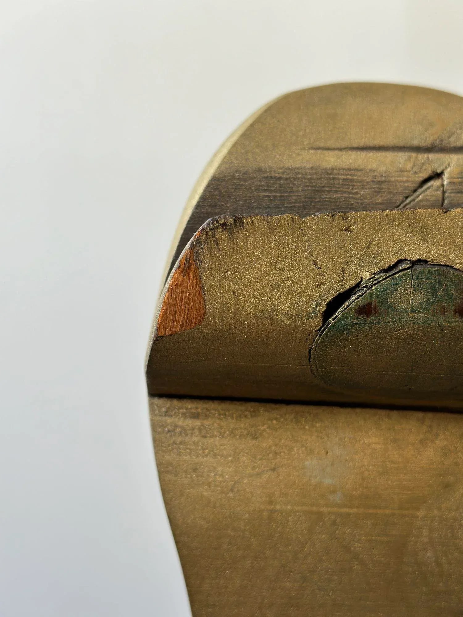 Vintage Gold-Painted Carved Wood Nude in Repose, Circa 1950s - 12