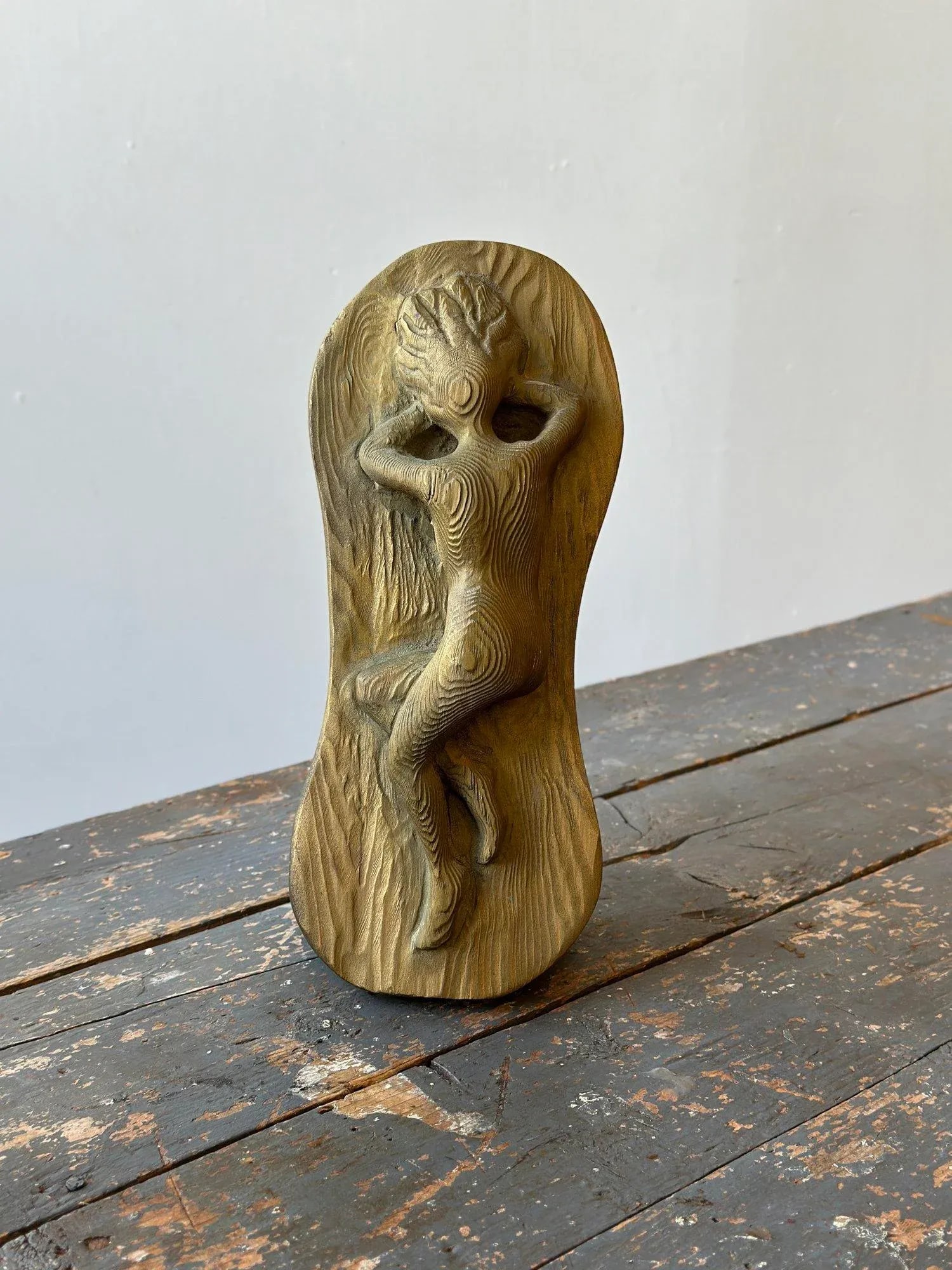 Vintage Gold-Painted Carved Wood Nude in Repose, Circa 1950s - 3