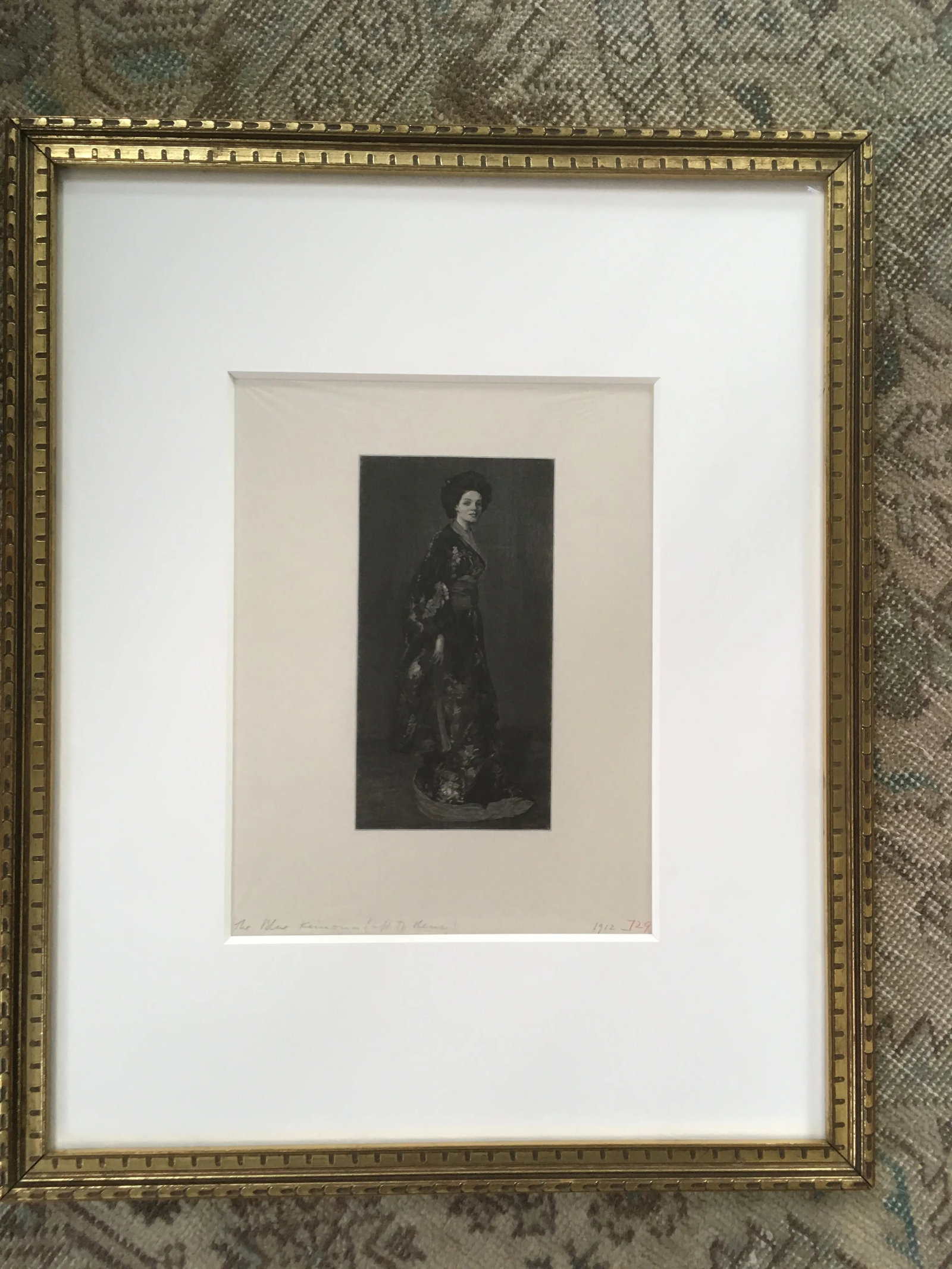 Antique 1912 "The Blue Kimono" Wood Engraving Print by Henry Wolf - 11