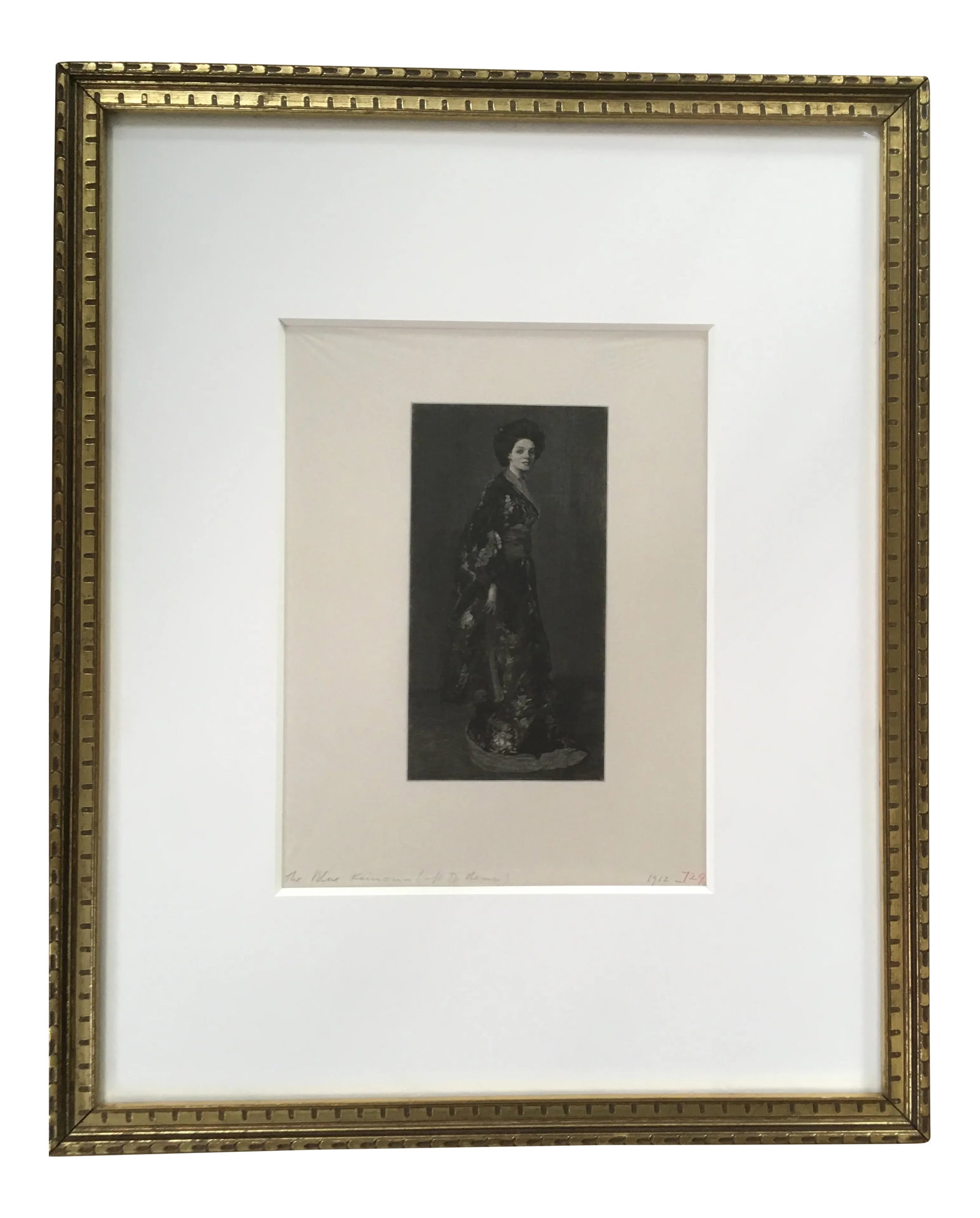 Antique 1912 "The Blue Kimono" Wood Engraving Print by Henry Wolf: Rare Antique Mid Century Wood Engraving Print Henry Wolf The Blue Kimono 1912 Amazing Vintage Find Wonderful Antique Wood Engraving By Henry Wolf From Estate Of Former MSU Art Professor, Artist, And A