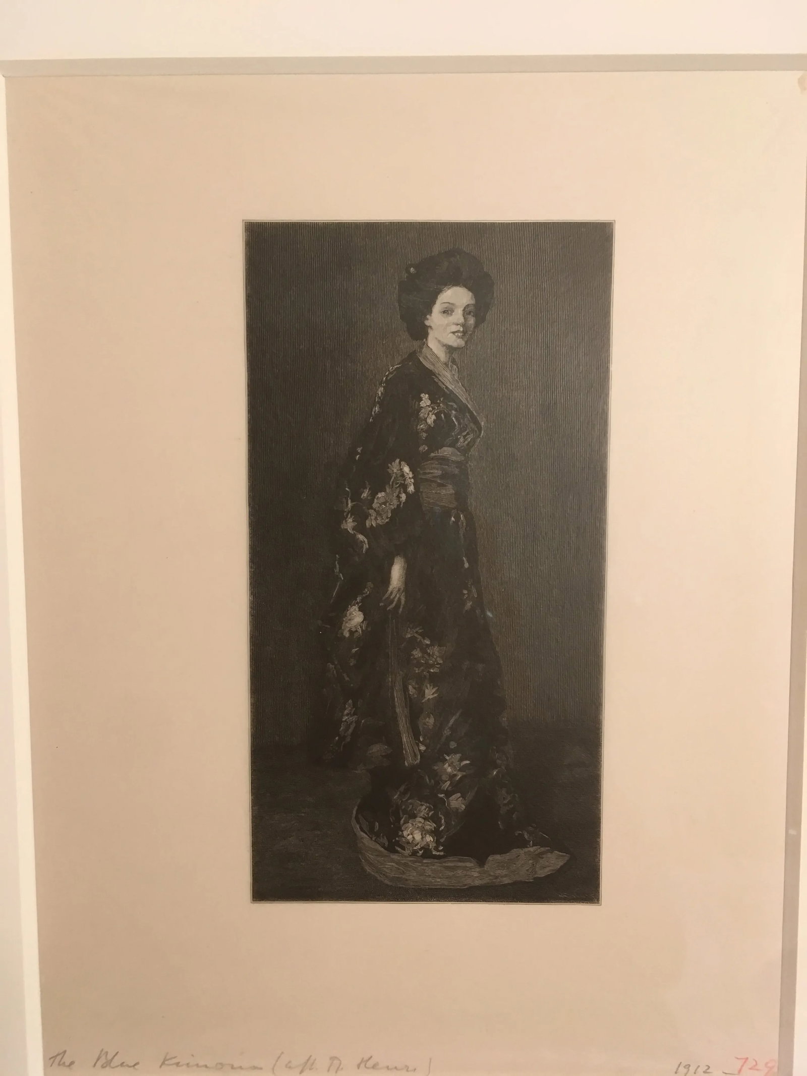 Antique 1912 "The Blue Kimono" Wood Engraving Print by Henry Wolf - 6