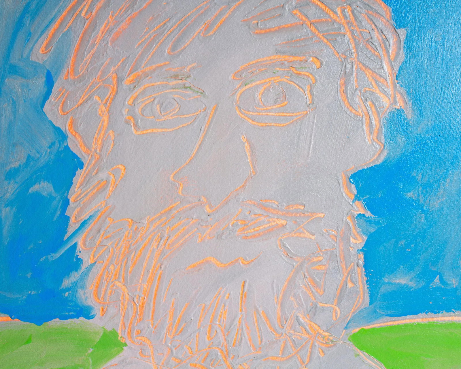 1986 "Artist Growing Out of the Ground" Abstract Acrylic Self Portrait Painting by Harry Hilson - 6