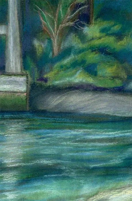 Landscape Pastel Painting Sketch, Bridge to the Mainland - 4