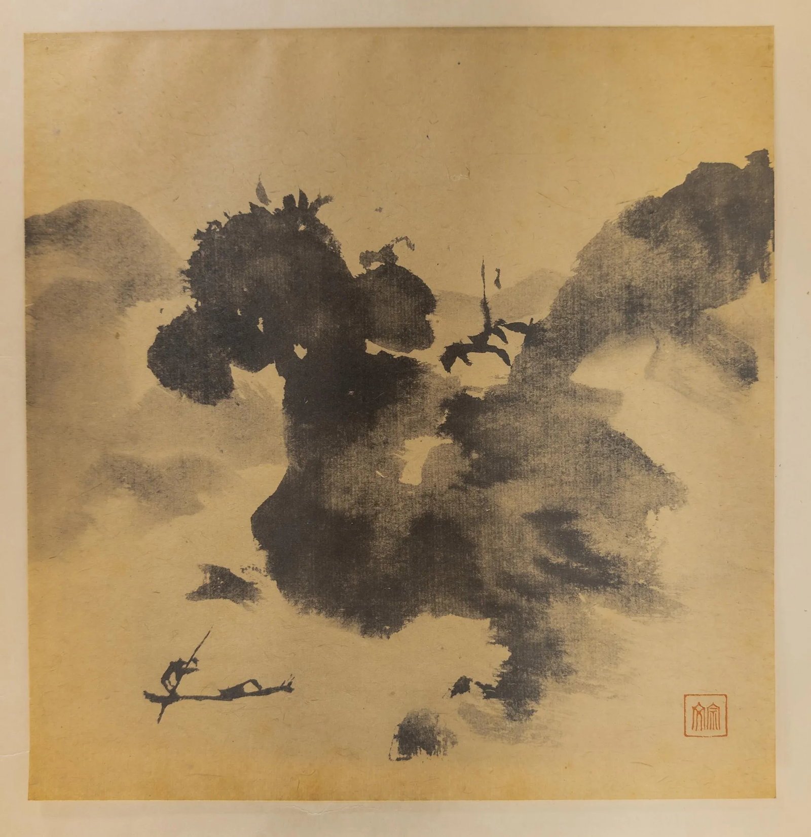 19th Century Chinese or Japanese Abstract Watercolor Ink Wash Painting - 2
