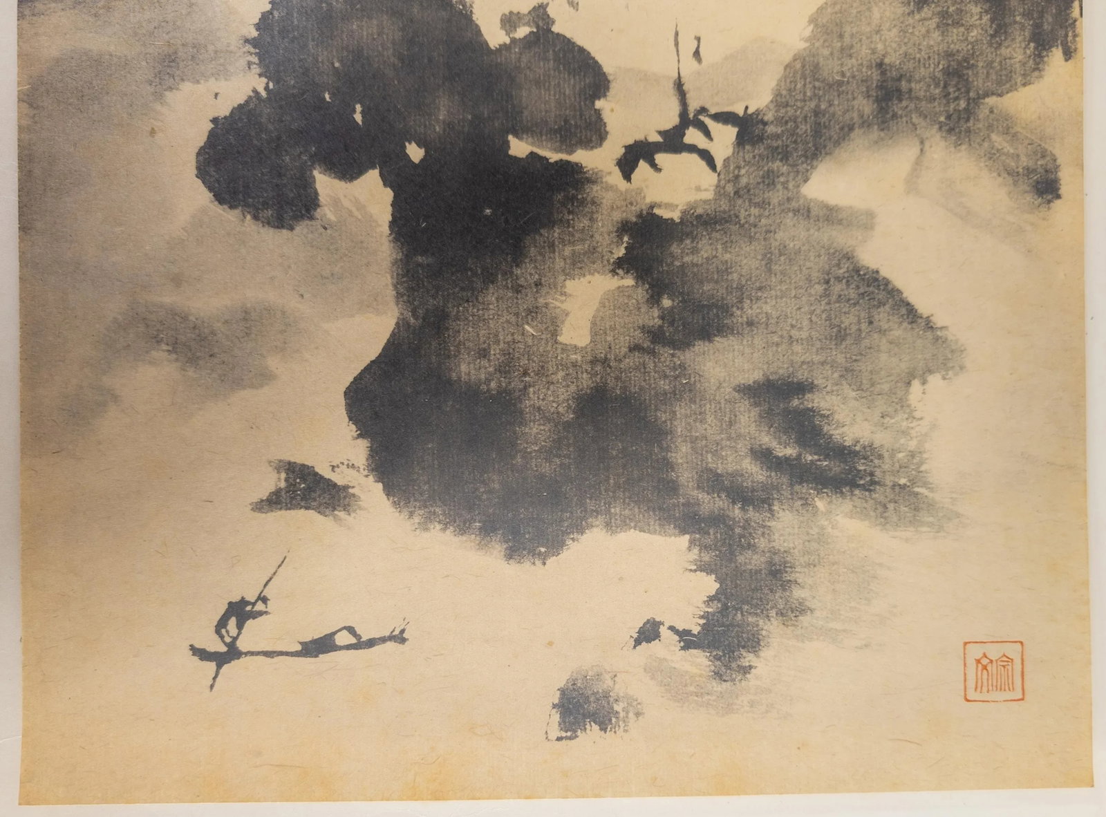 19th Century Chinese or Japanese Abstract Watercolor Ink Wash Painting - 4