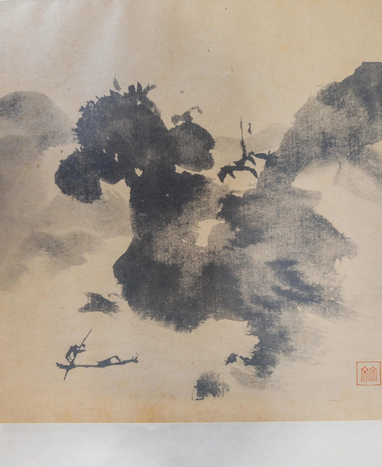 19th Century Chinese or Japanese Abstract Watercolor Ink Wash Painting - 5