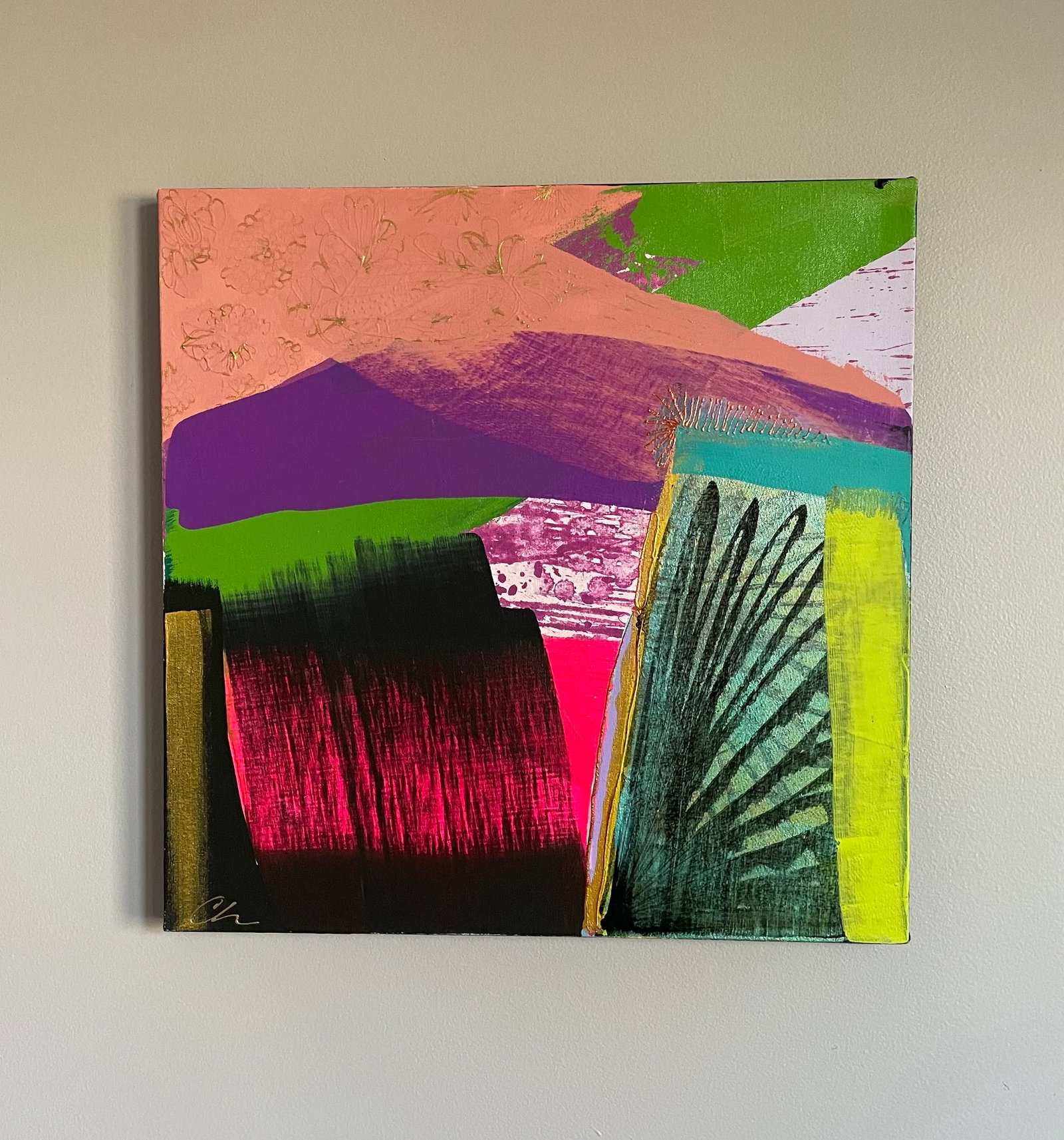 "Sightings" Original Abstract Acrylic Painting on Canvas by Cathe Hendrick - 2