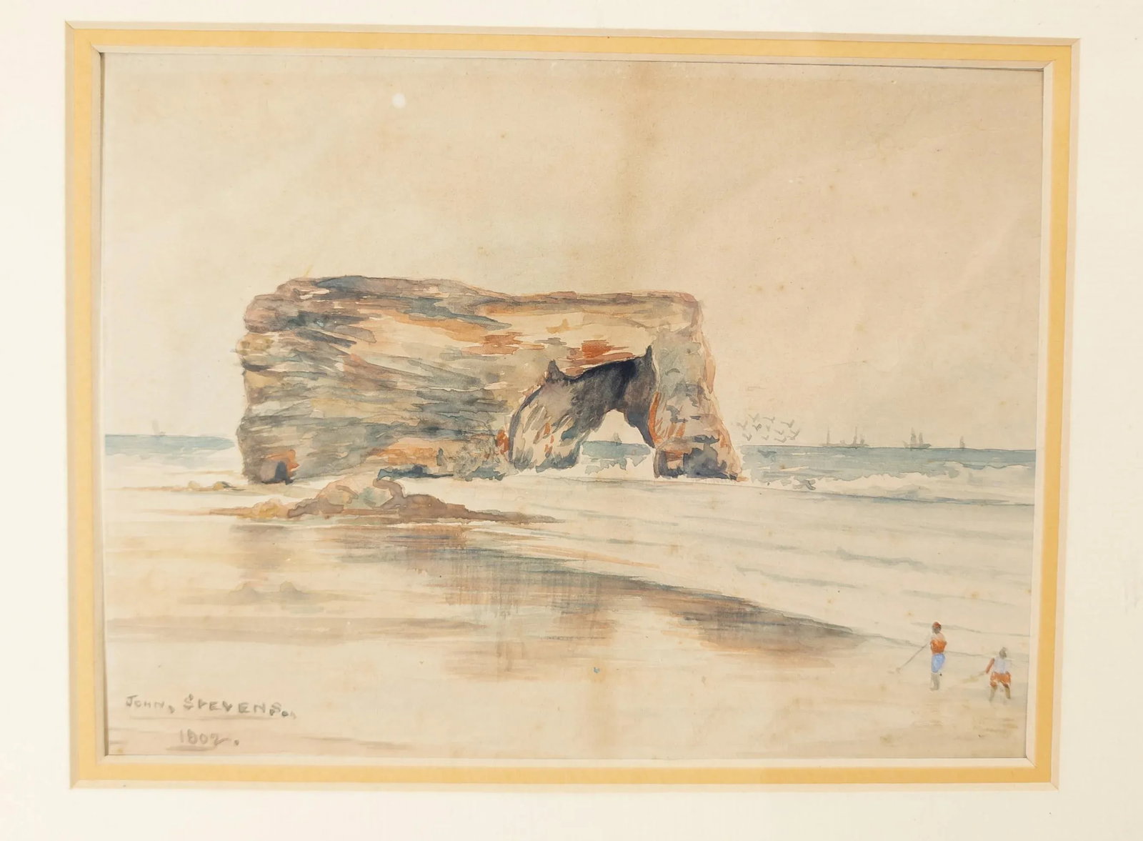 1900's English Watercolor Landscape Painting of Marsden Rock Signed Stevenson - 2