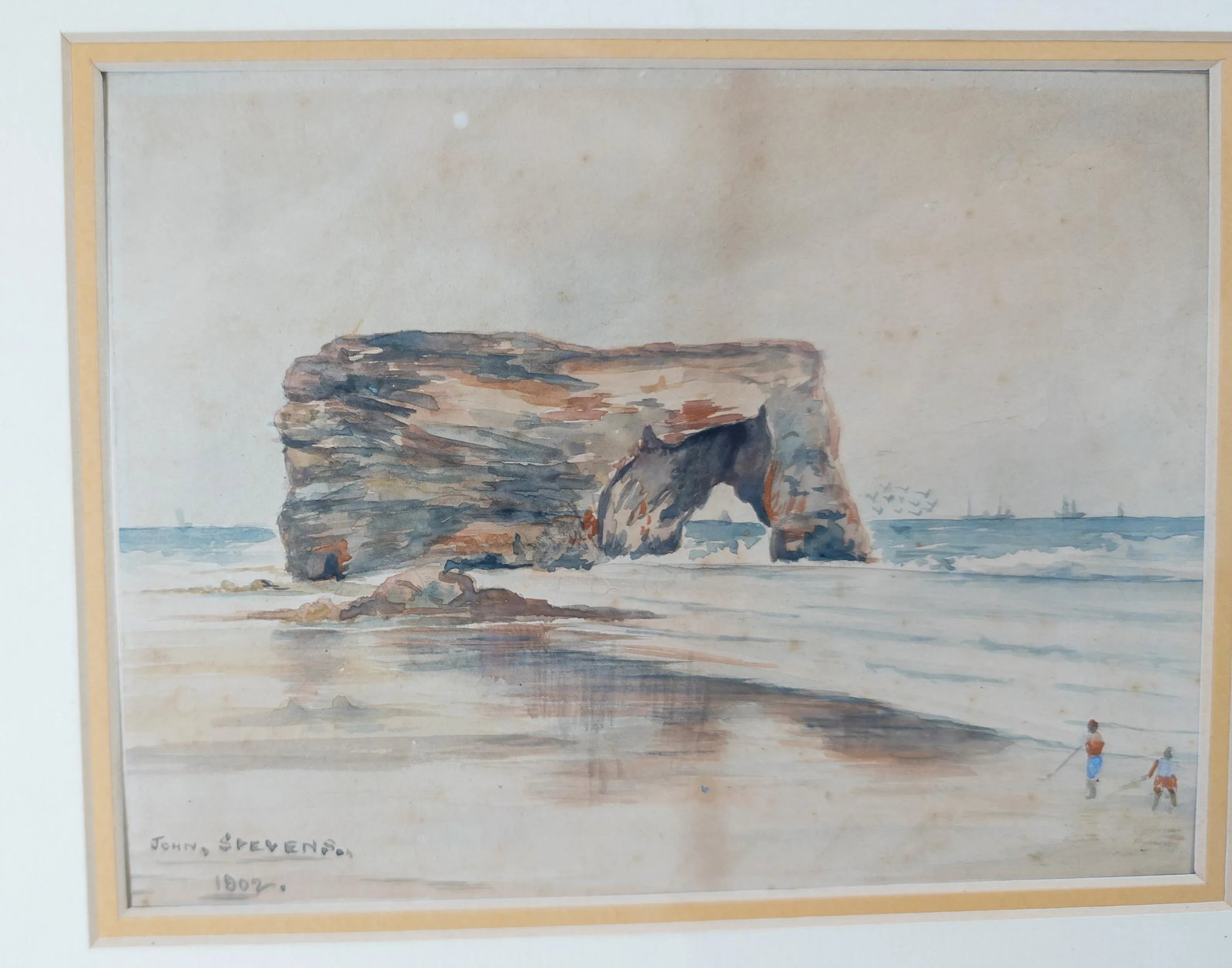 1900's English Watercolor Landscape Painting of Marsden Rock Signed Stevenson - 3