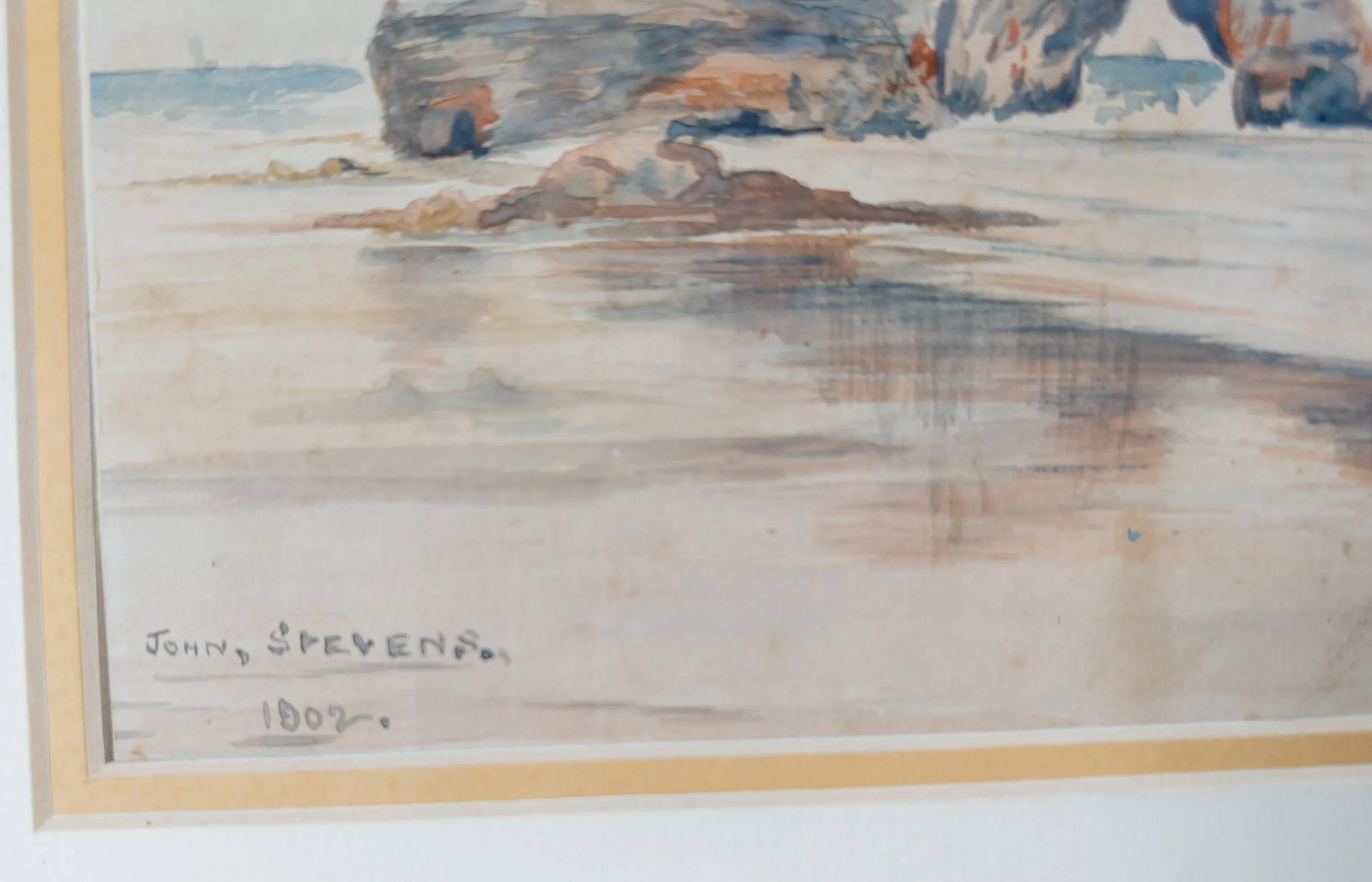 1900's English Watercolor Landscape Painting of Marsden Rock Signed Stevenson - 7