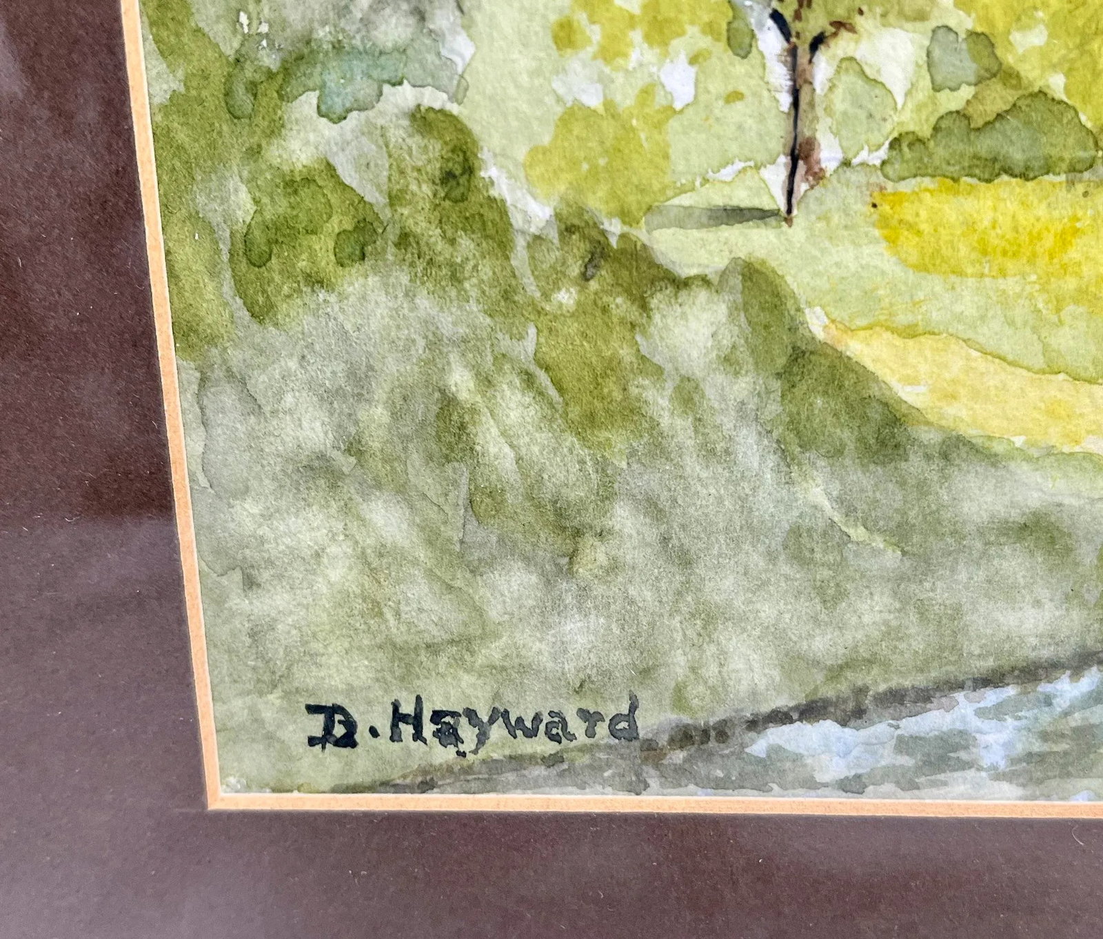 Vintage English Watercolor Painting of a Cottage Perched Delicately on the Banks of a Stream - Signe - 5