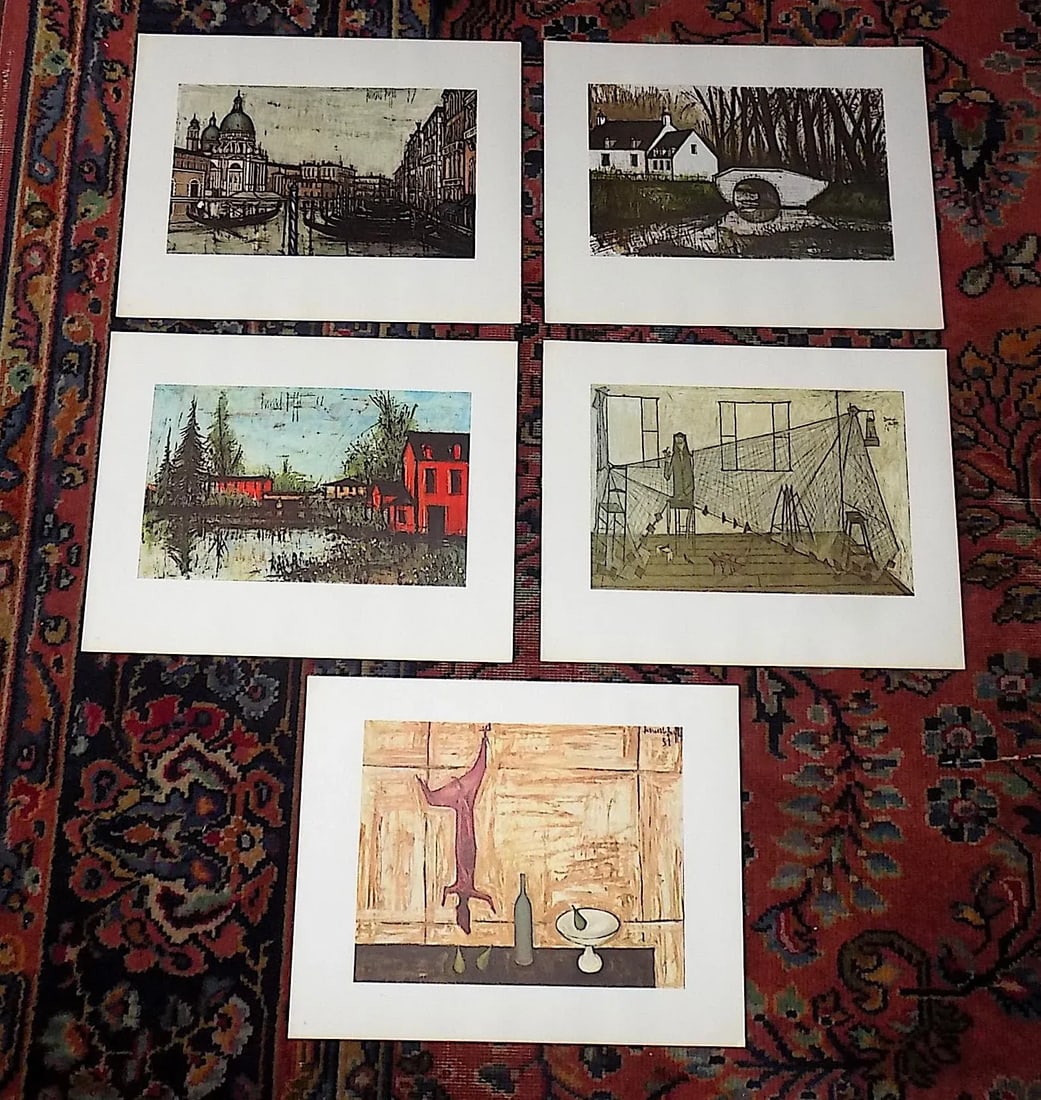 Vintage Signed/Dated Mid 20th Century Modern Bernard Buffet Large Folio Lithographs - Set of 5 - 10