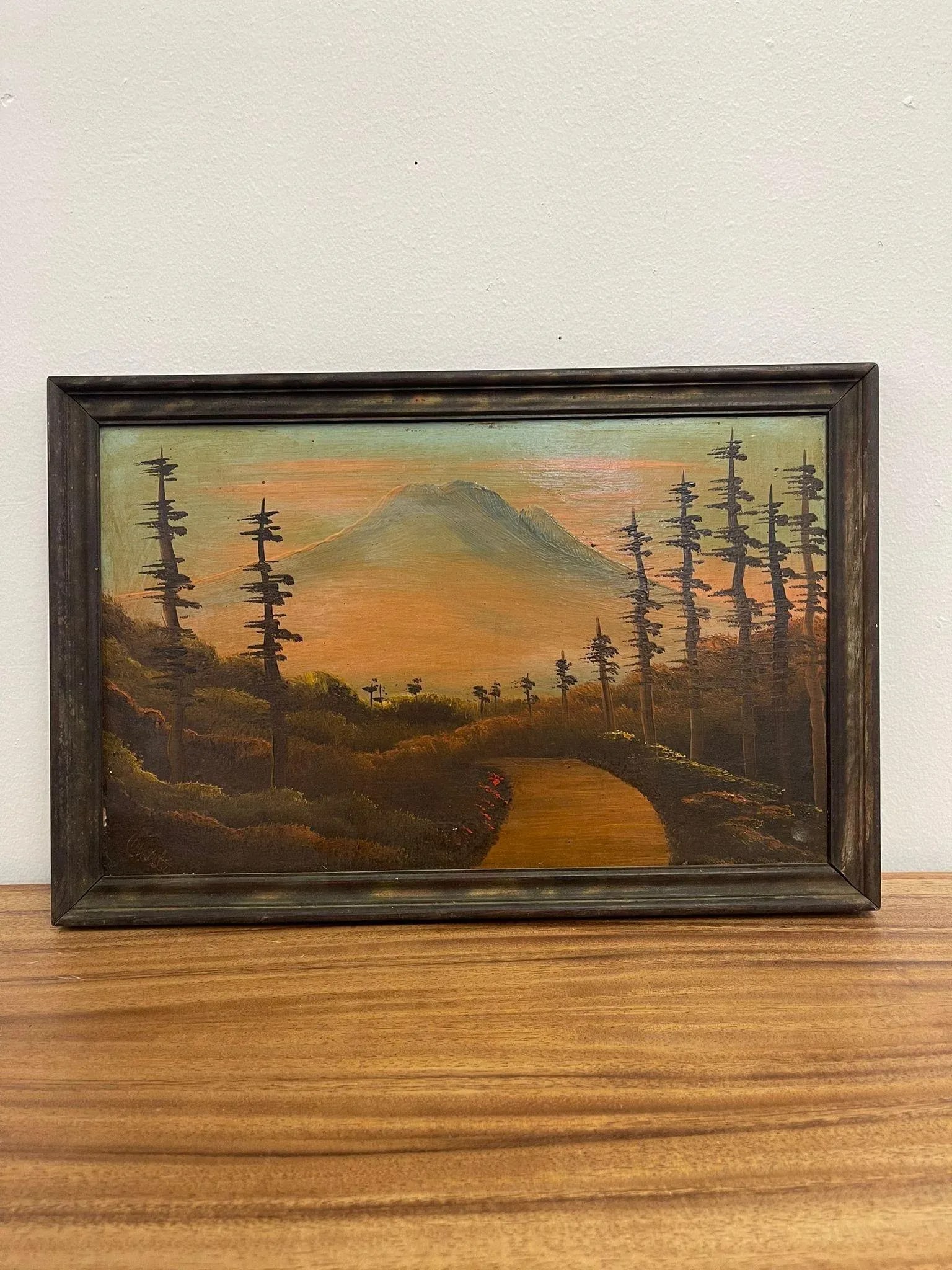 Vintage Framed Original Signed Painting of Mount Rainier. - 2