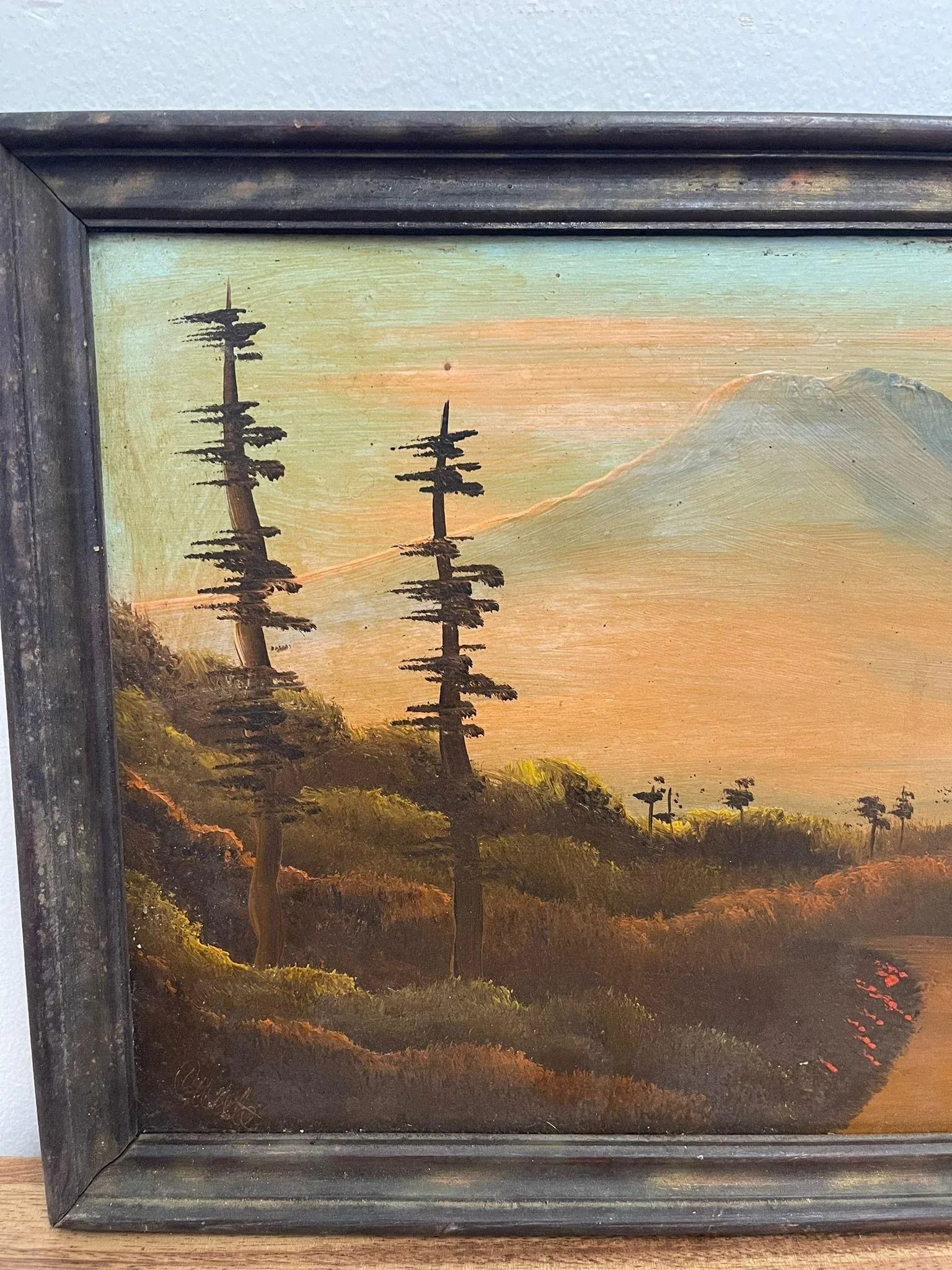 Vintage Framed Original Signed Painting of Mount Rainier. - 6