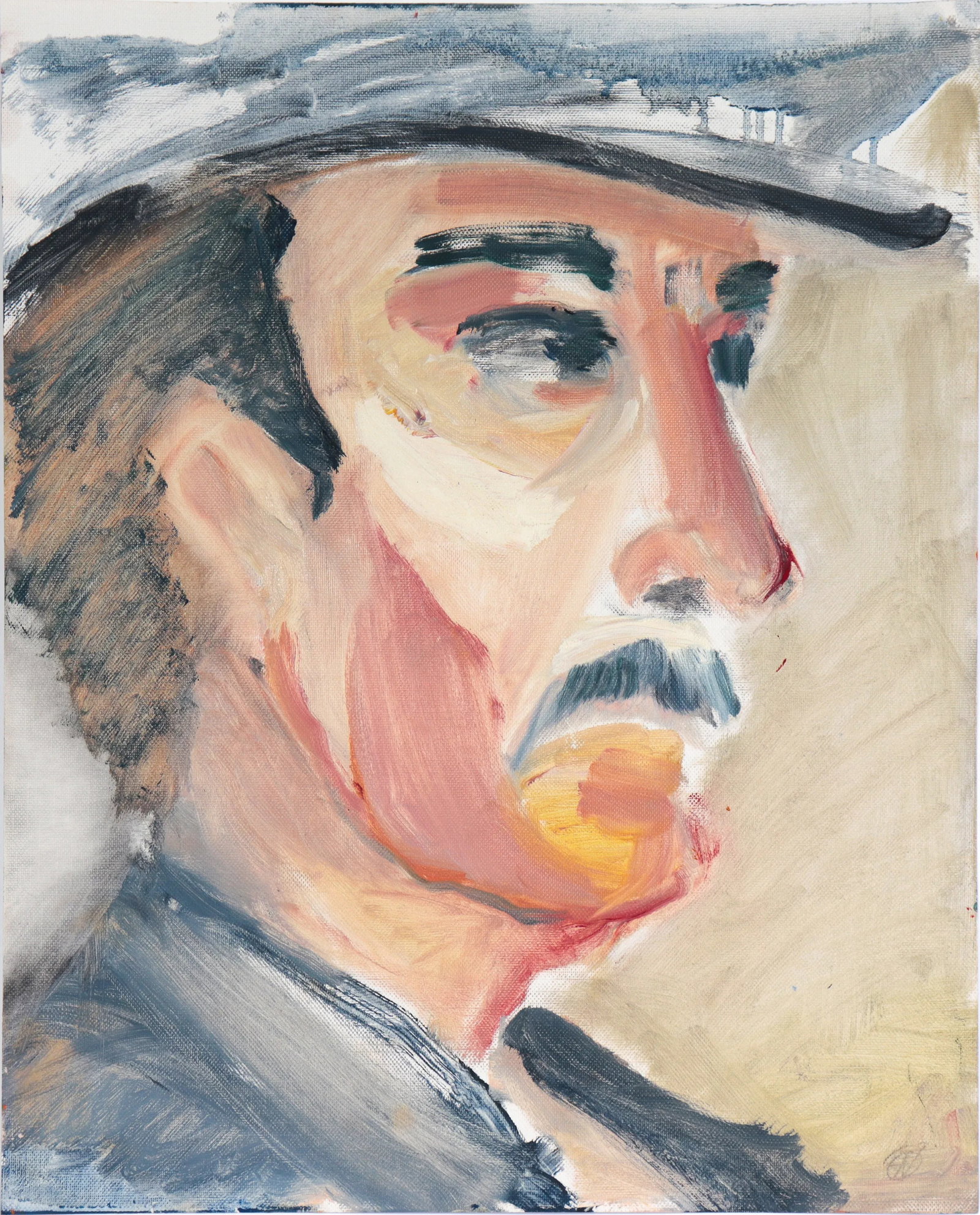 Portrait of a Man 20th Century Oil on Paper - 2