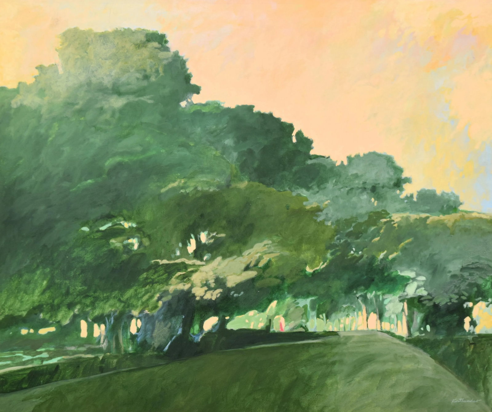Original Signed William Kortlander Large Landscape of Green Trees Painting - 3