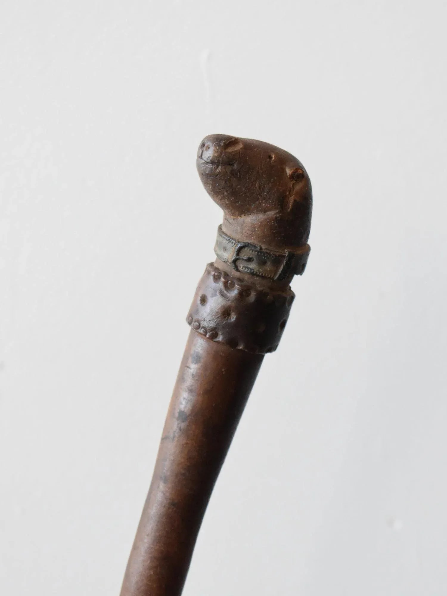 Antique Tooled Pizzle Leather Dog/Seal Riding Crop, Circa 19th Century - 2
