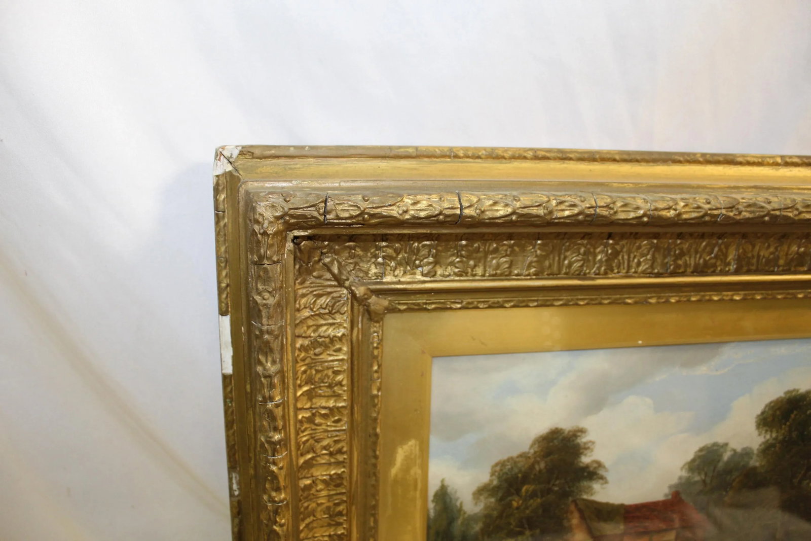 Antique English Oil Painting Country Scene 1876 Signed, Framed - 5
