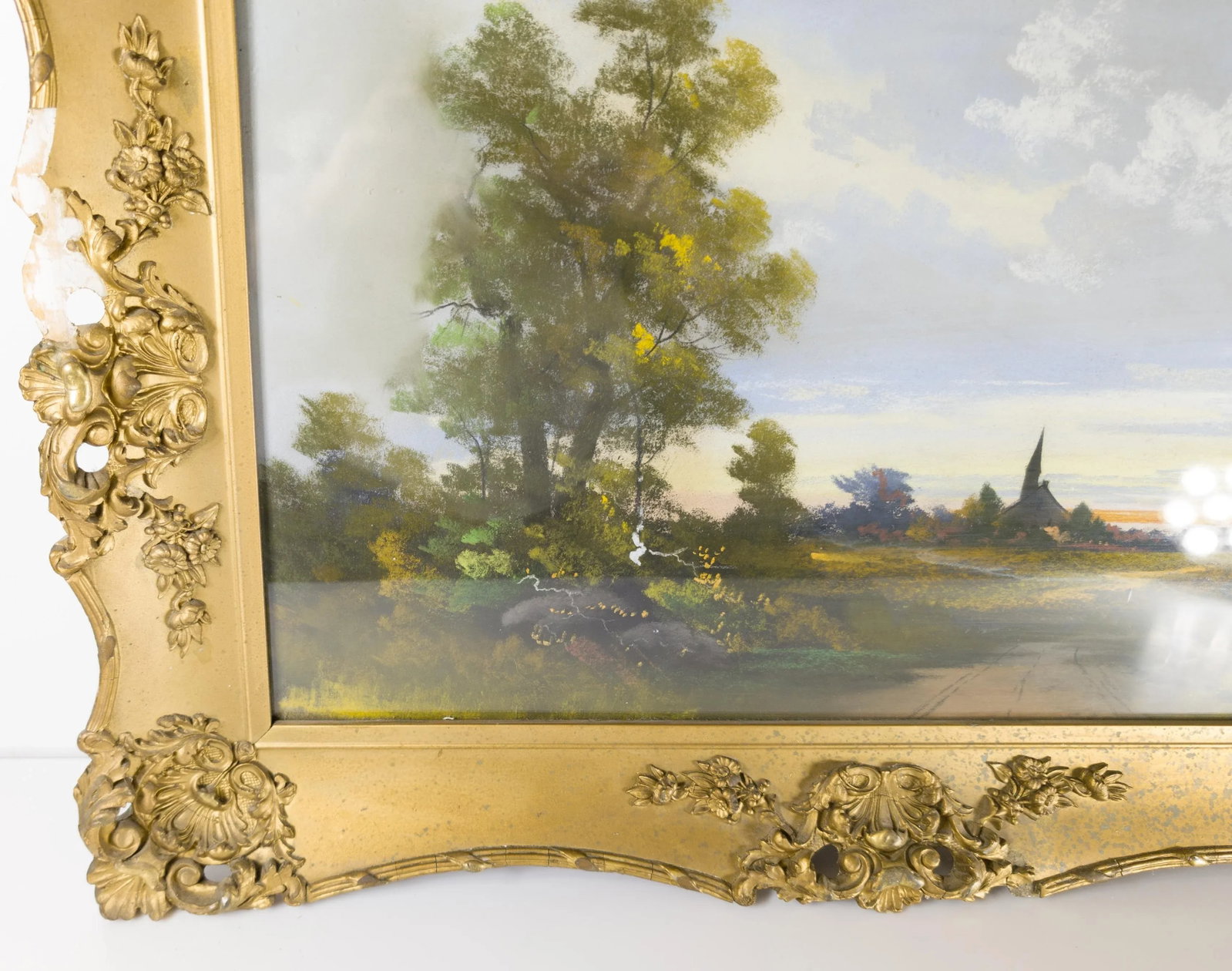 19th Century Pastel Luminist Landscape Painting in Frame - 10