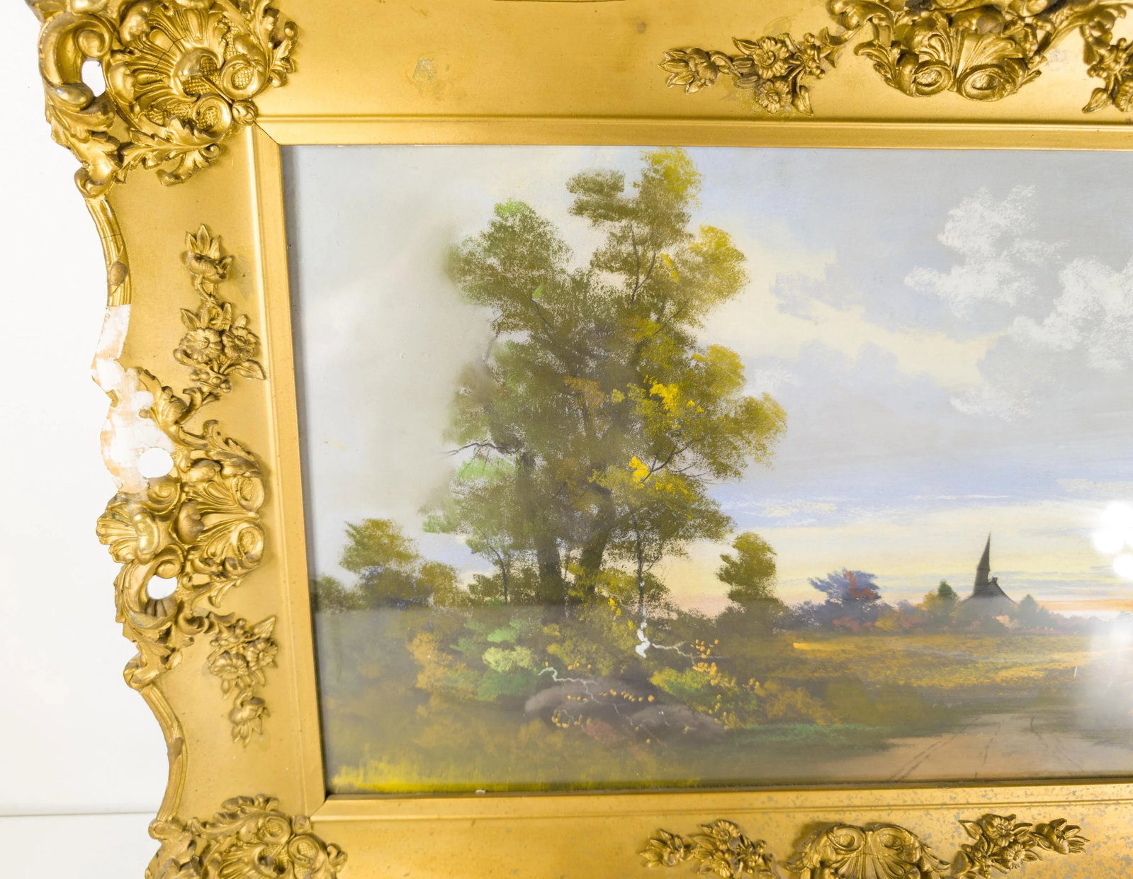 19th Century Pastel Luminist Landscape Painting in Frame - 3