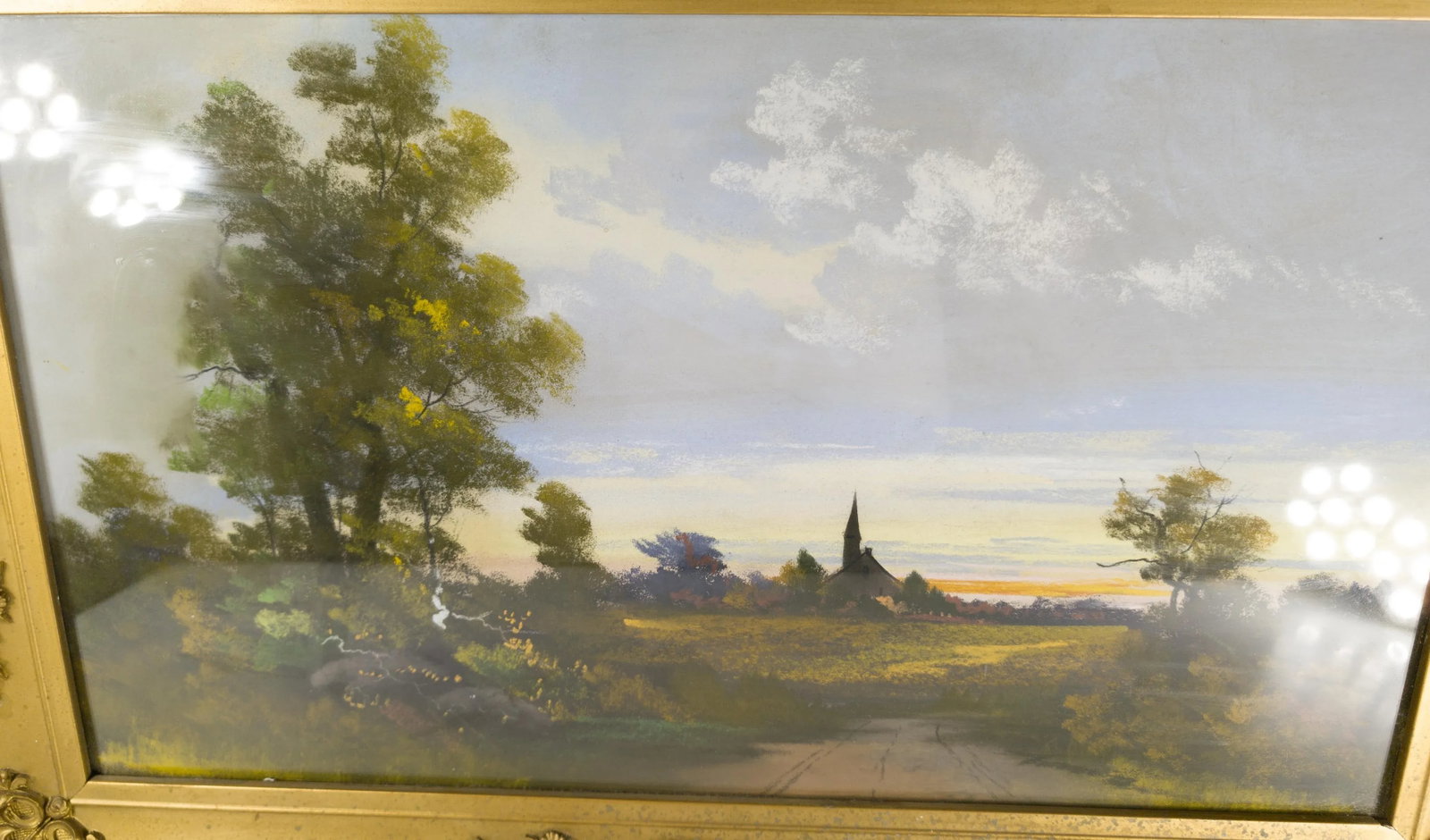 19th Century Pastel Luminist Landscape Painting in Frame - 4