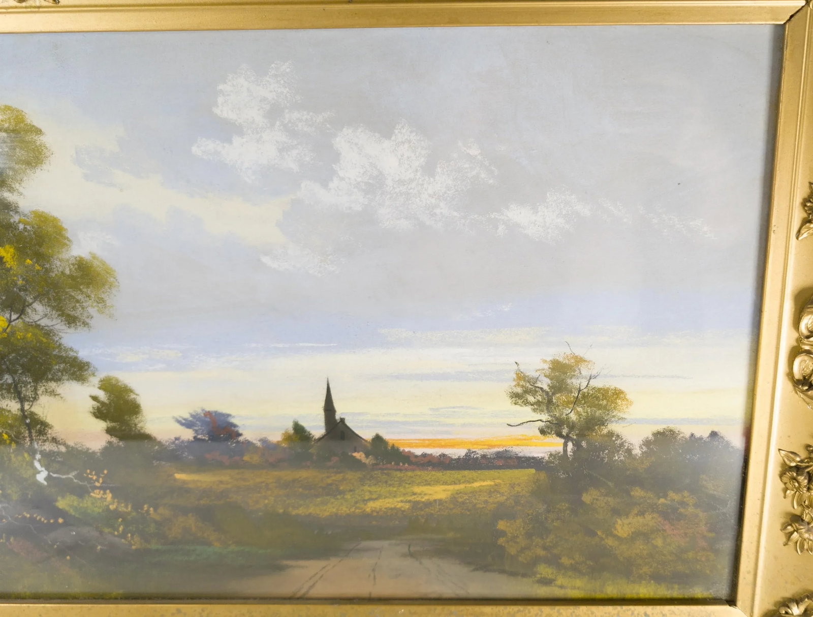 19th Century Pastel Luminist Landscape Painting in Frame - 5