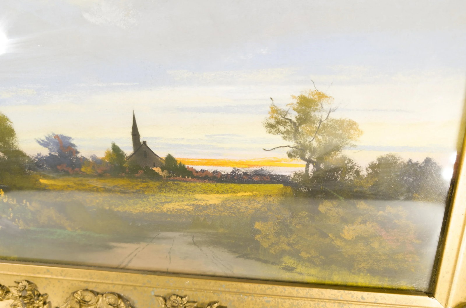 19th Century Pastel Luminist Landscape Painting in Frame - 6