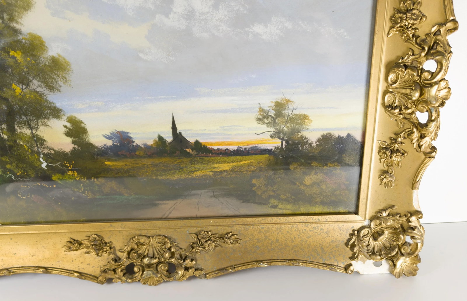 19th Century Pastel Luminist Landscape Painting in Frame - 9